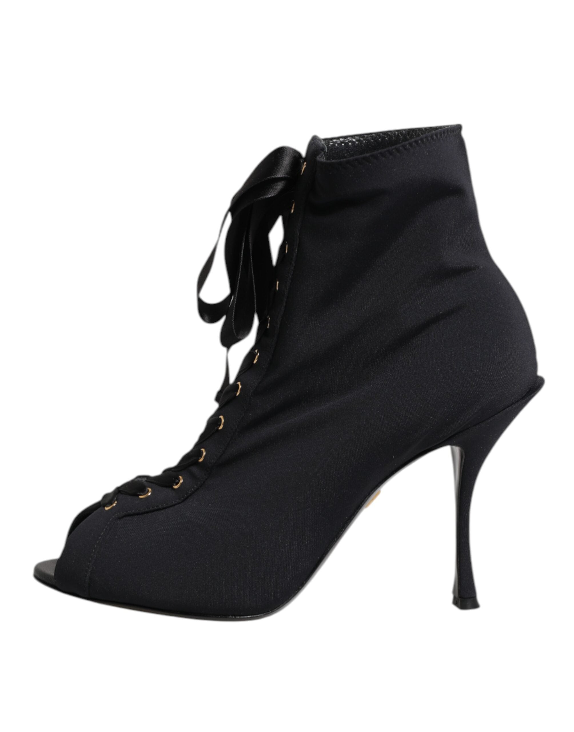 Dolce & Gabbana Zwarte Stilettohakken Veterschoenen Laarzen