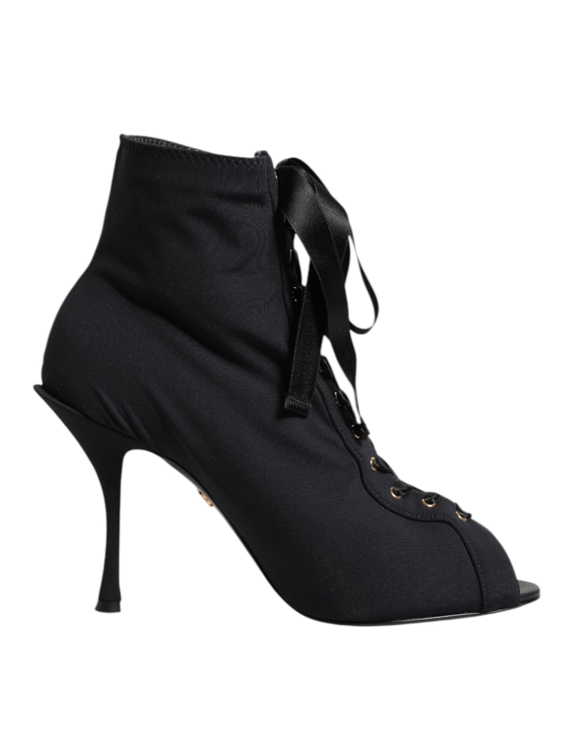 Dolce & Gabbana Zwarte Stilettohakken Veterschoenen Laarzen