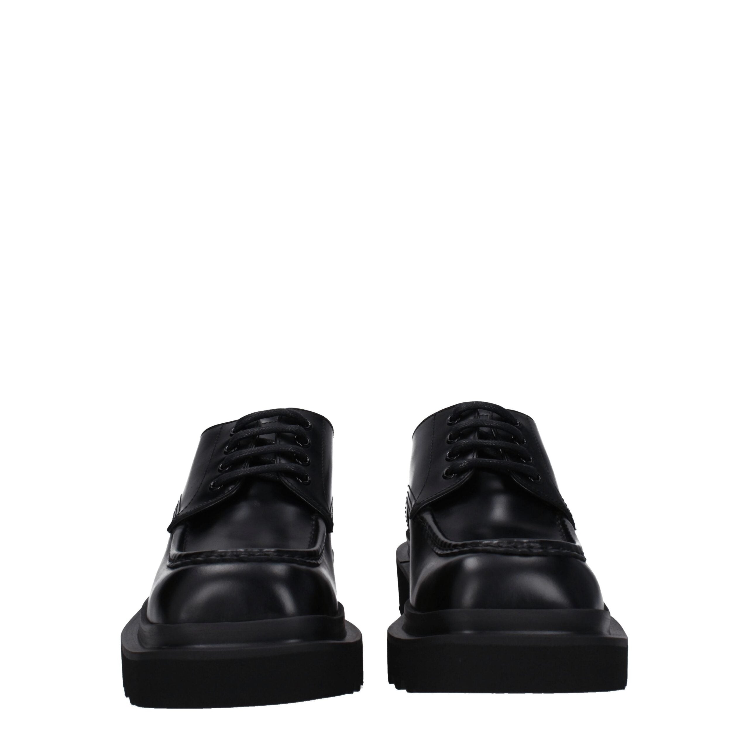Dolce & Gabbana Zwarte Leren Veterschoenen