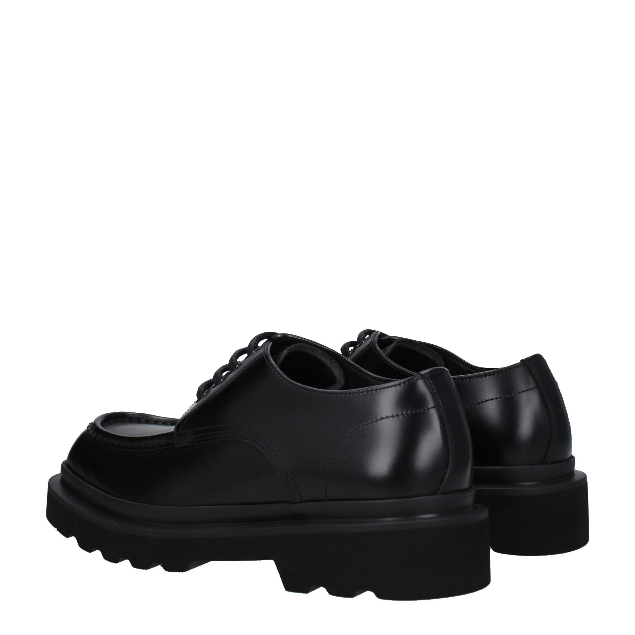 Dolce & Gabbana Zwarte Leren Veterschoenen