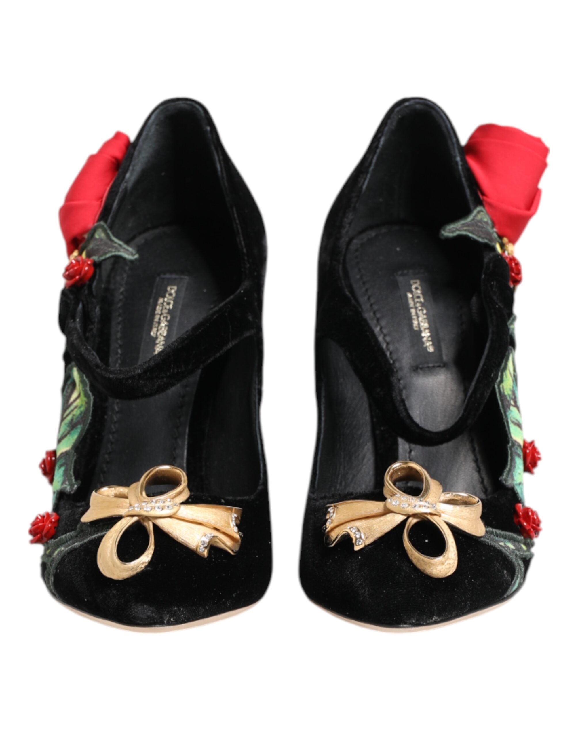 Dolce & Gabbana Zwarte Rozen Kristallen Broche Mary Jane Schoenen