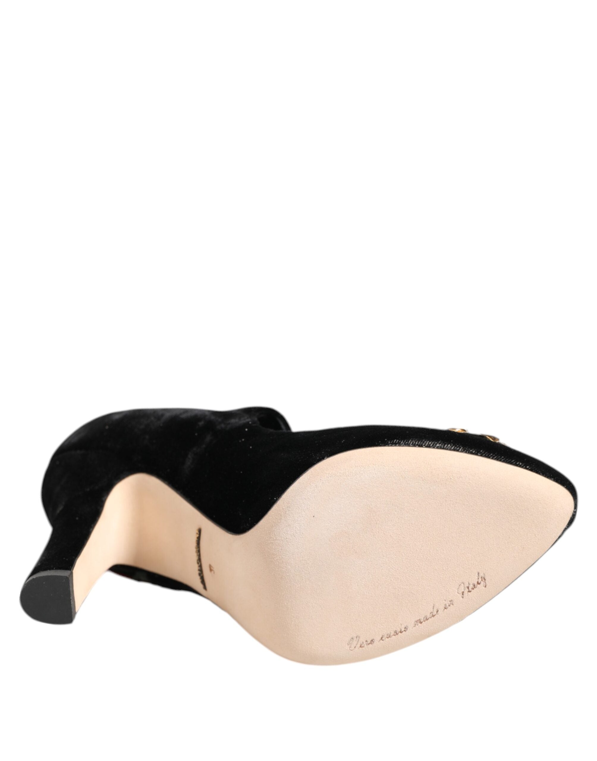 Dolce & Gabbana Zwarte Rozen Kristallen Broche Mary Jane Schoenen