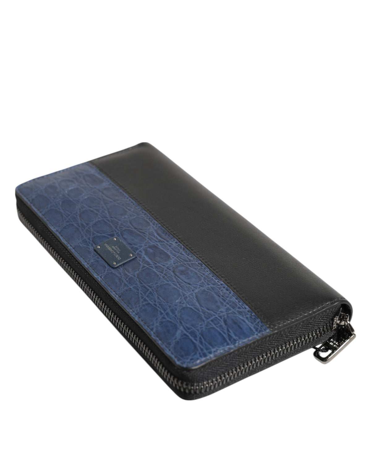 Dolce & Gabbana Zwart Blauw Exotisch Leren Heren Clutch Portemonnee