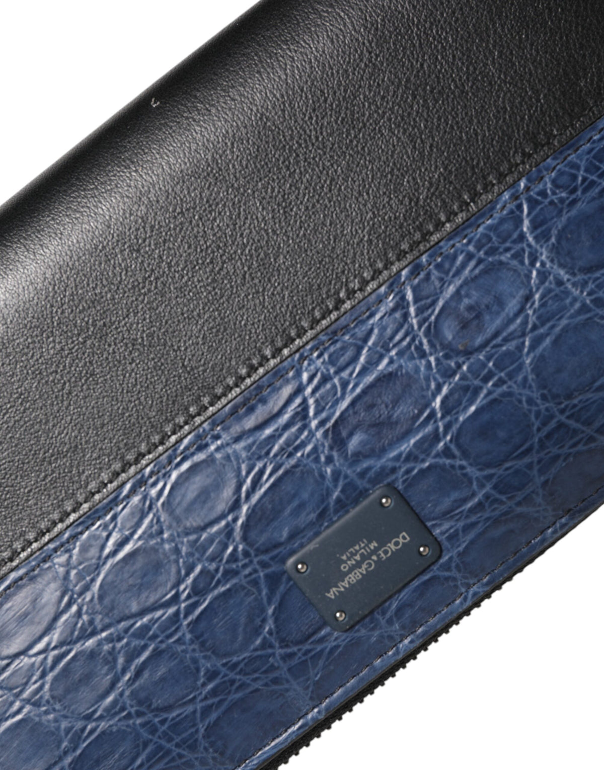 Dolce & Gabbana Zwart Blauw Exotisch Leren Heren Clutch Portemonnee