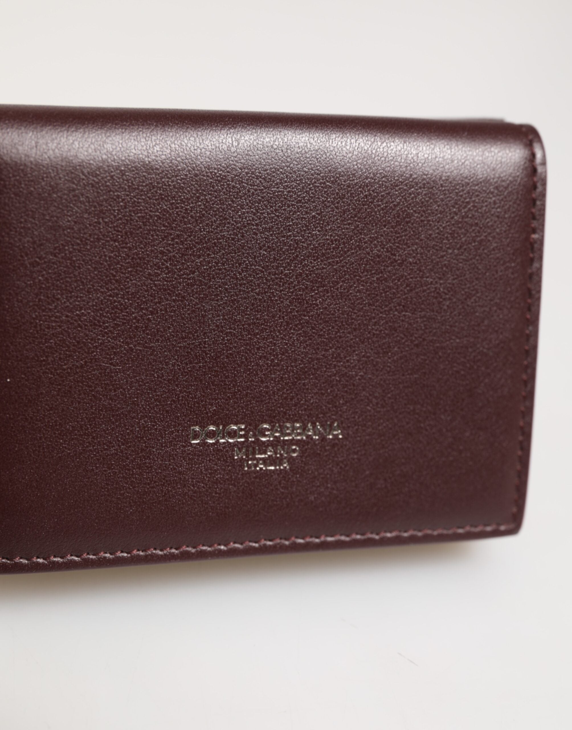 Dolce & Gabbana Leather Embossed Logo Trifold Men's Card Holder Dark Brown