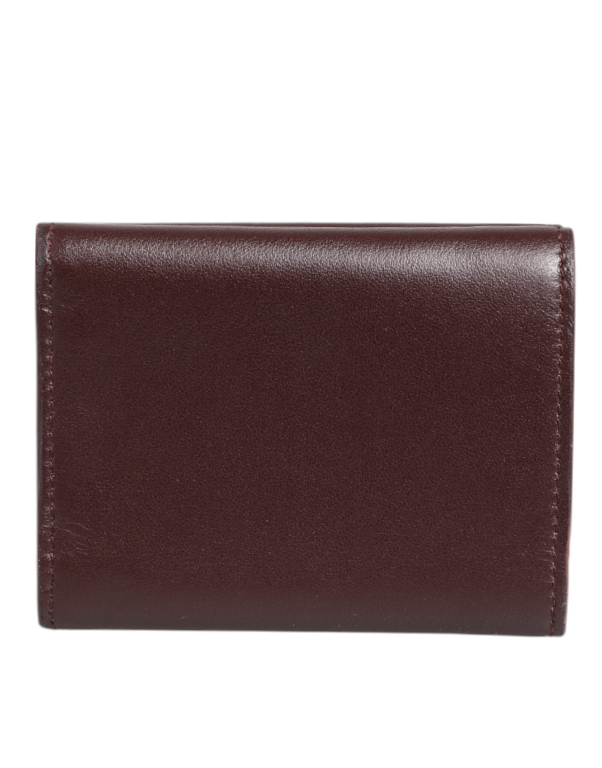 Dolce & Gabbana Leather Embossed Logo Trifold Men's Card Holder Dark Brown