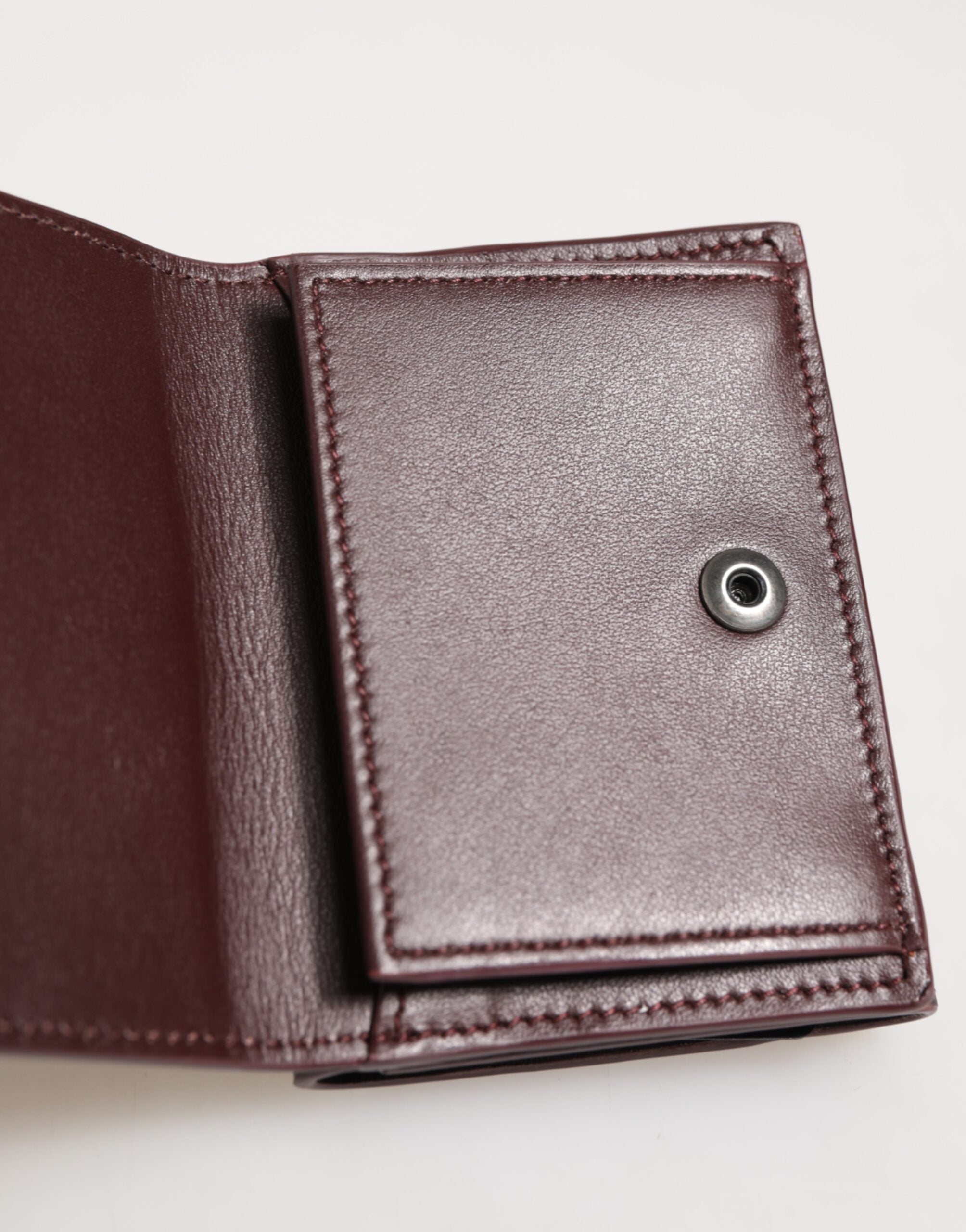 Dolce & Gabbana Leather Embossed Logo Trifold Men's Card Holder Dark Brown