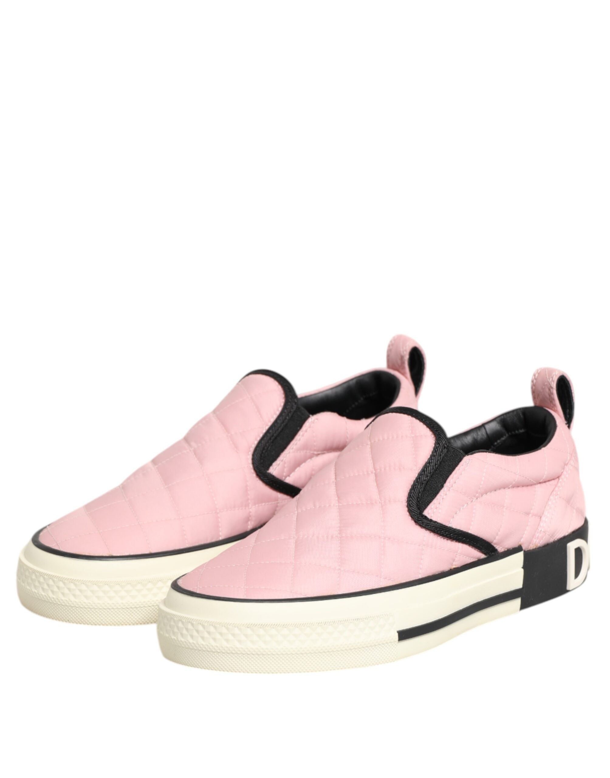 Dolce & Gabbana Roze Gewatteerde Nylon Slip-On Sneaker Schoenen