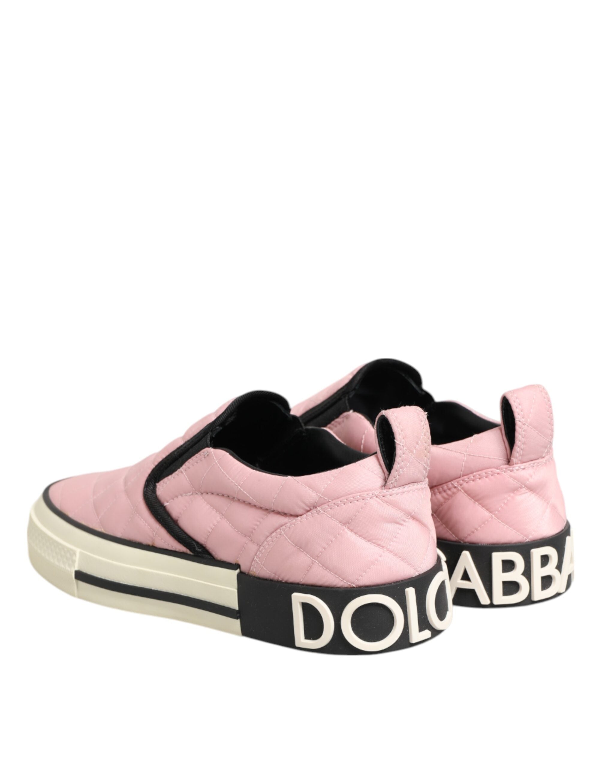 Dolce & Gabbana Roze Gewatteerde Nylon Slip-On Sneaker Schoenen