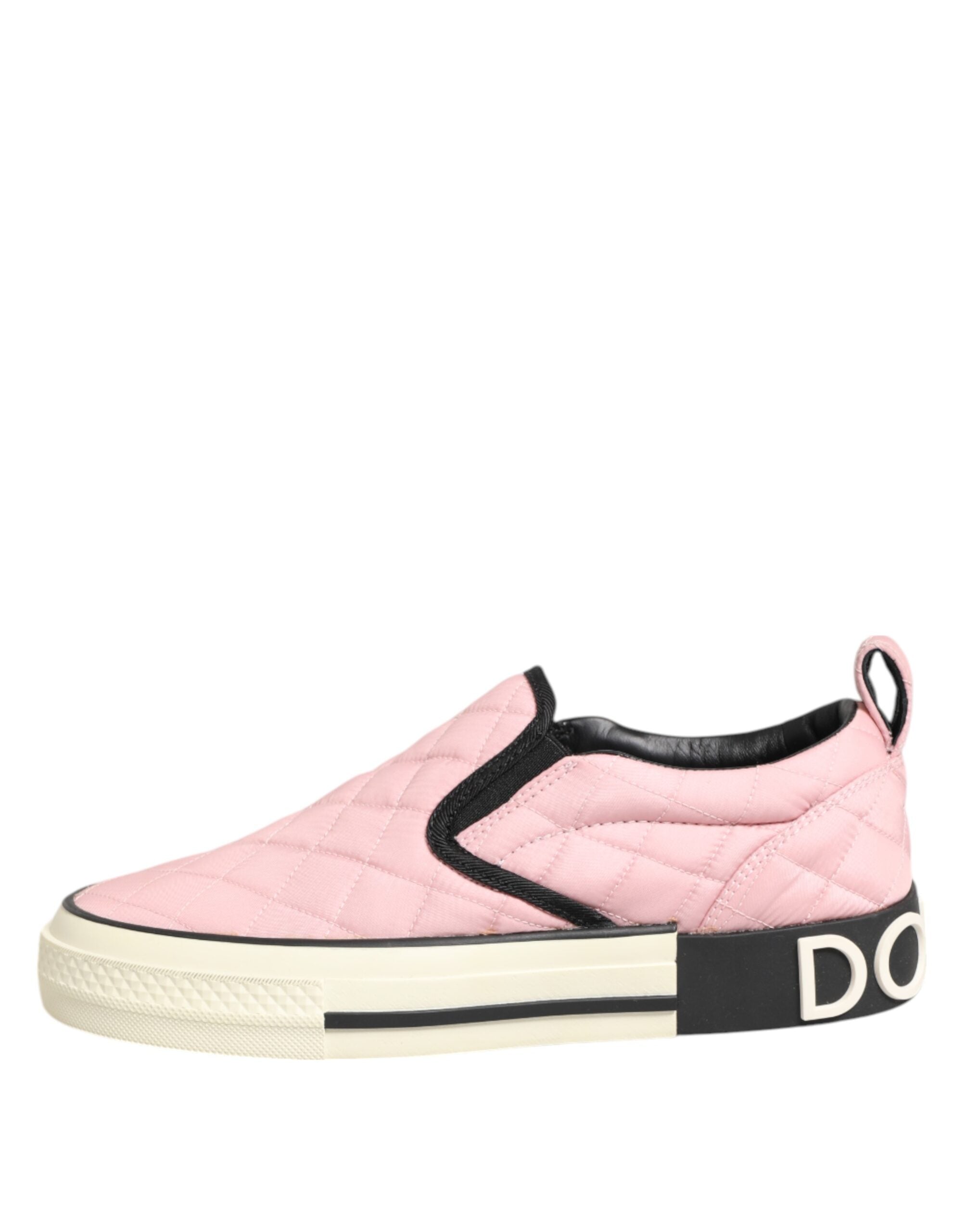Dolce & Gabbana Roze Gewatteerde Nylon Slip-On Sneaker Schoenen