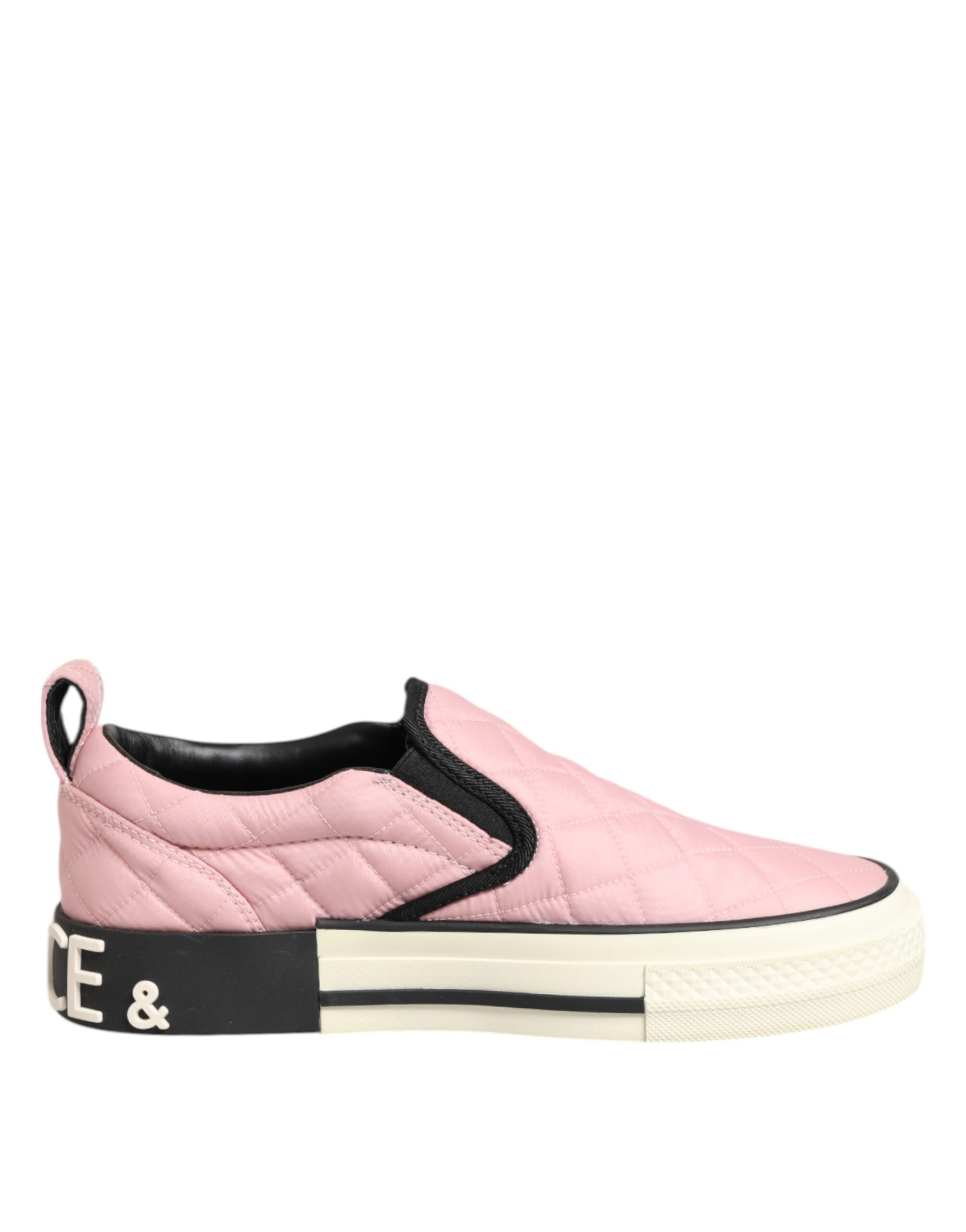 Dolce & Gabbana Roze Gewatteerde Nylon Slip-On Sneaker Schoenen