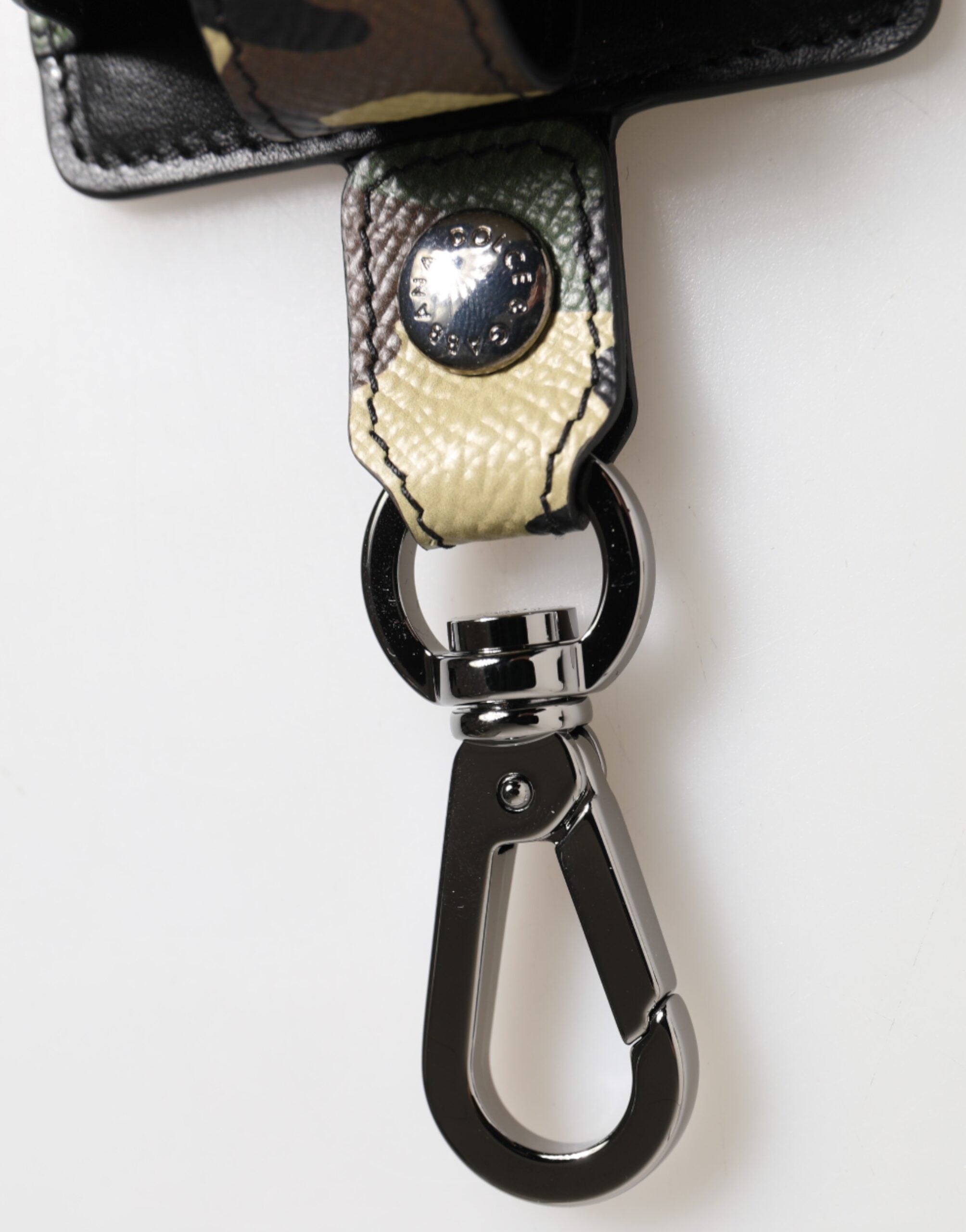Dolce & Gabbana Meerkleurige Camouflage Leren Metalen Accessoire AirPods Hoesje