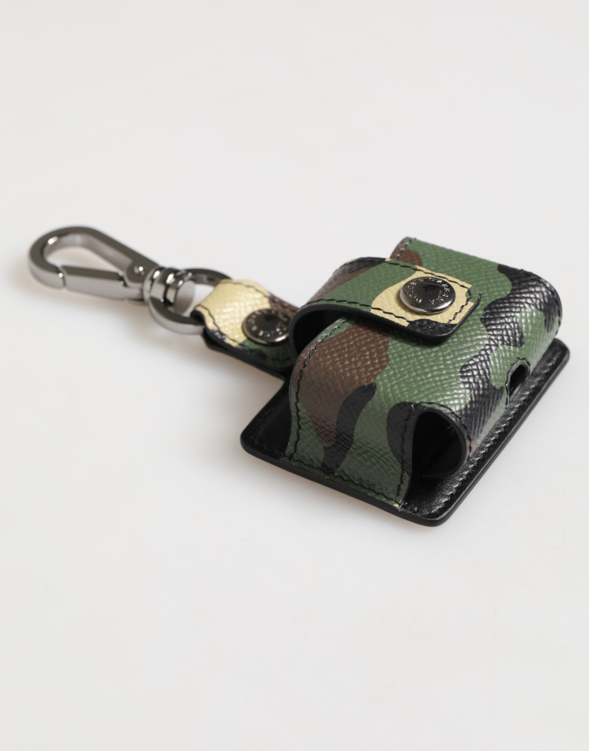 Dolce & Gabbana Meerkleurige Camouflage Leren Metalen Accessoire AirPods Hoesje