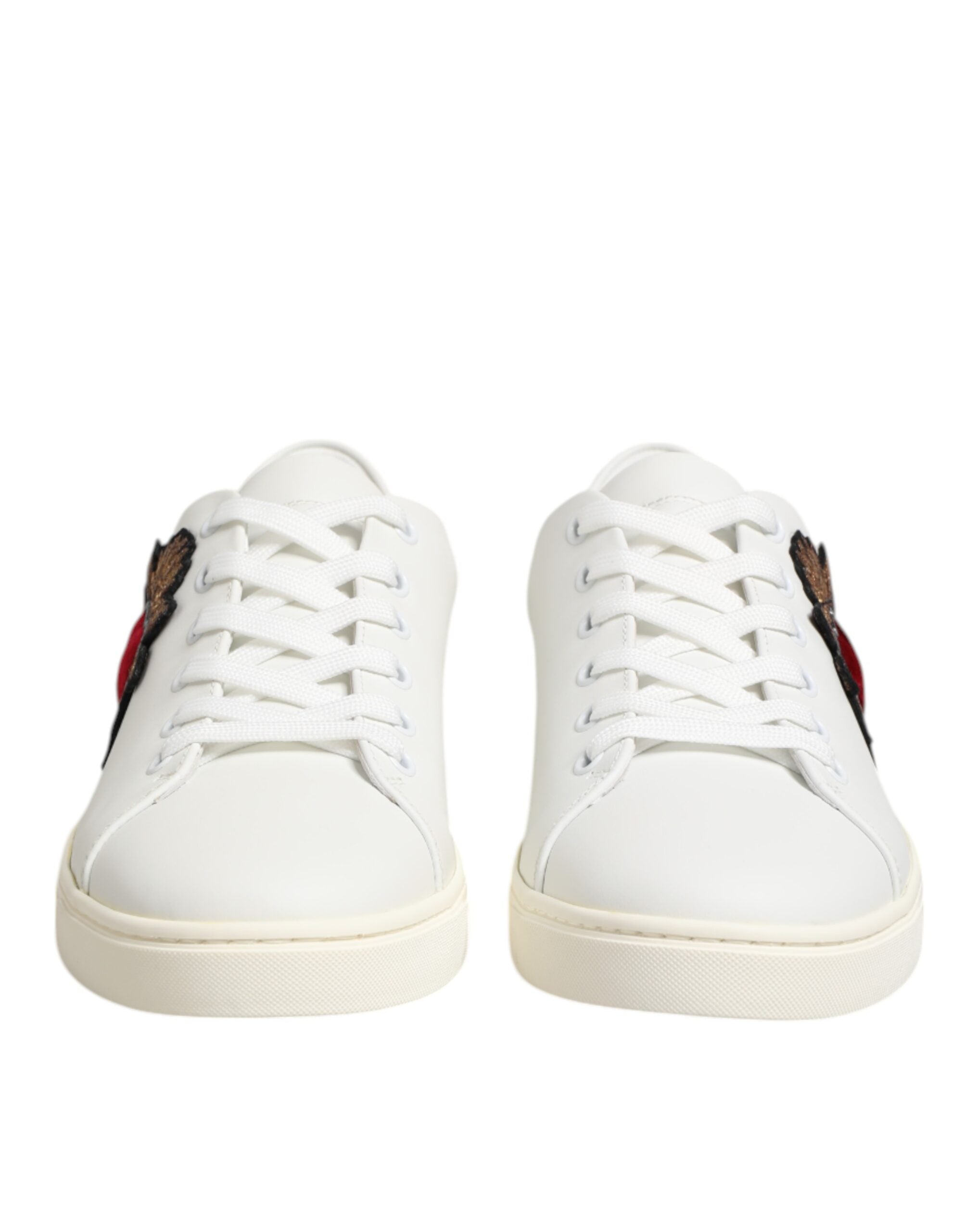 Dolce & Gabbana Witte Leren Sacred Heart Patch Sneakers Schoenen
