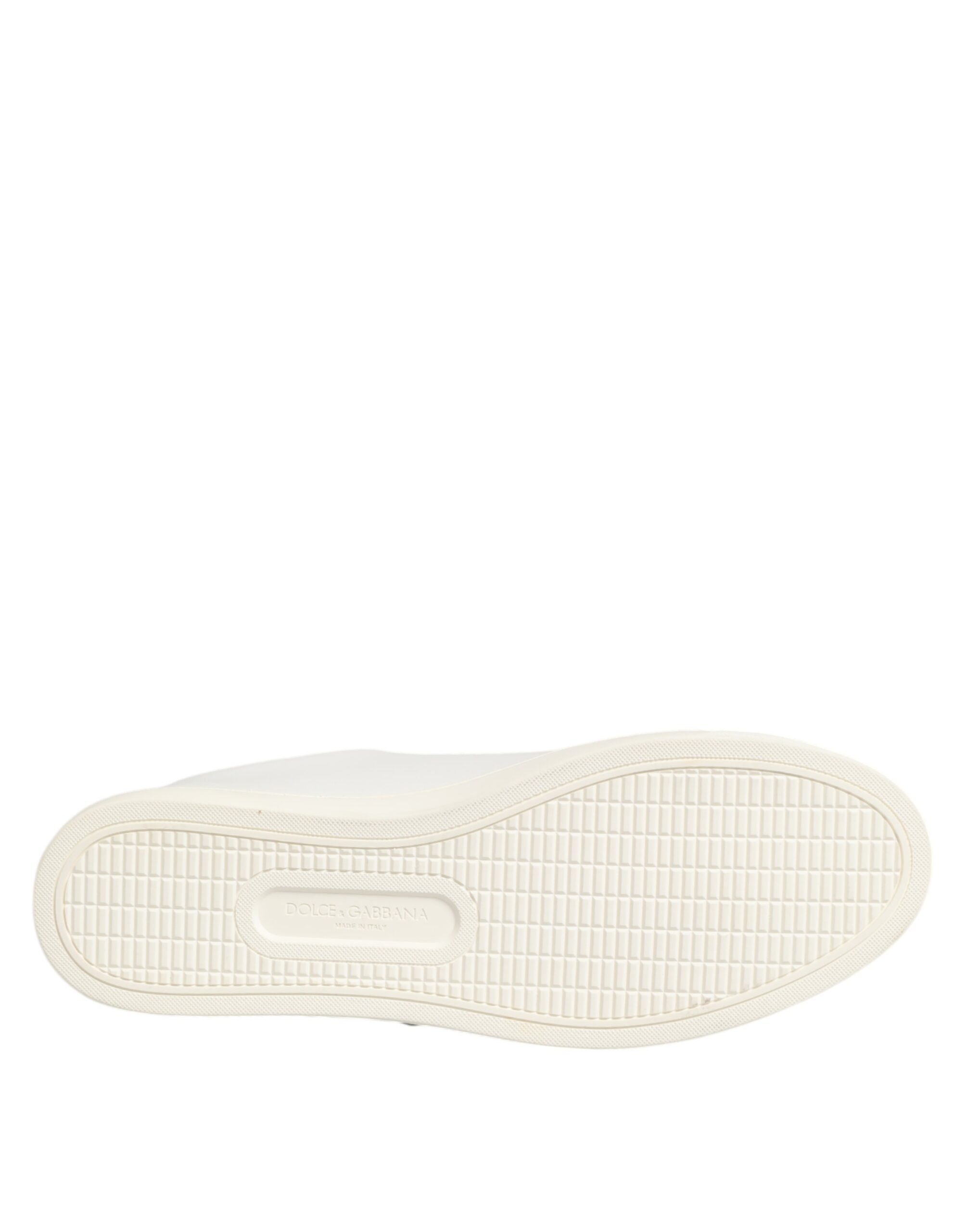 Dolce & Gabbana Witte Leren Sacred Heart Patch Sneakers Schoenen