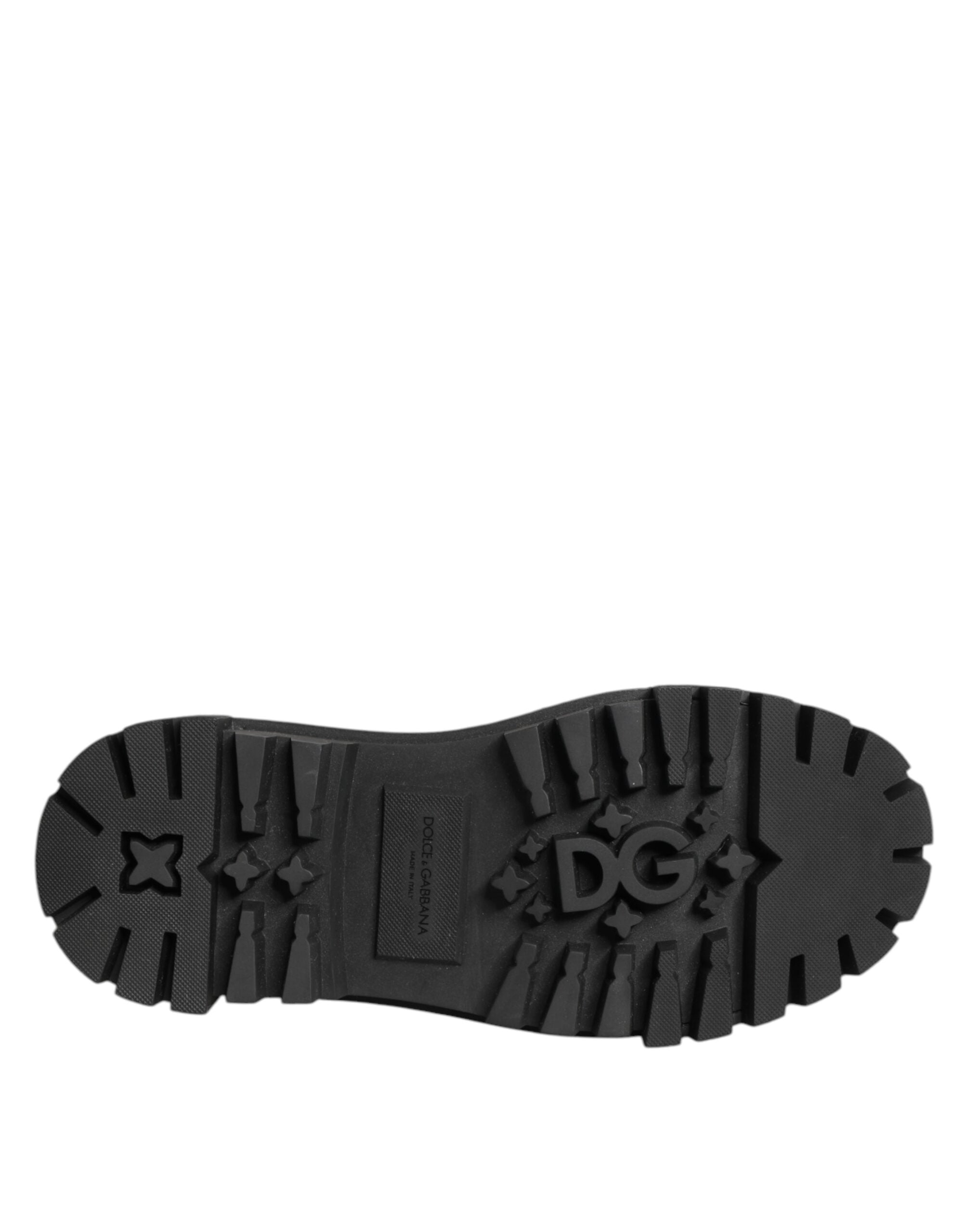 Dolce & Gabbana Zwarte Leren Derby-schoenen met Juwelen en Kristallen