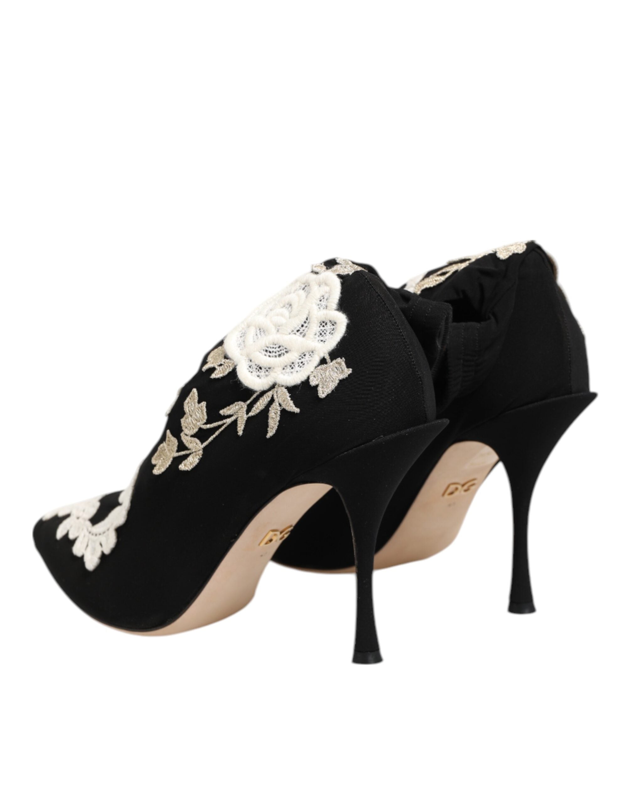 Dolce & Gabbana Zwart-witte geborduurde jersey stiletto laarzen schoenen