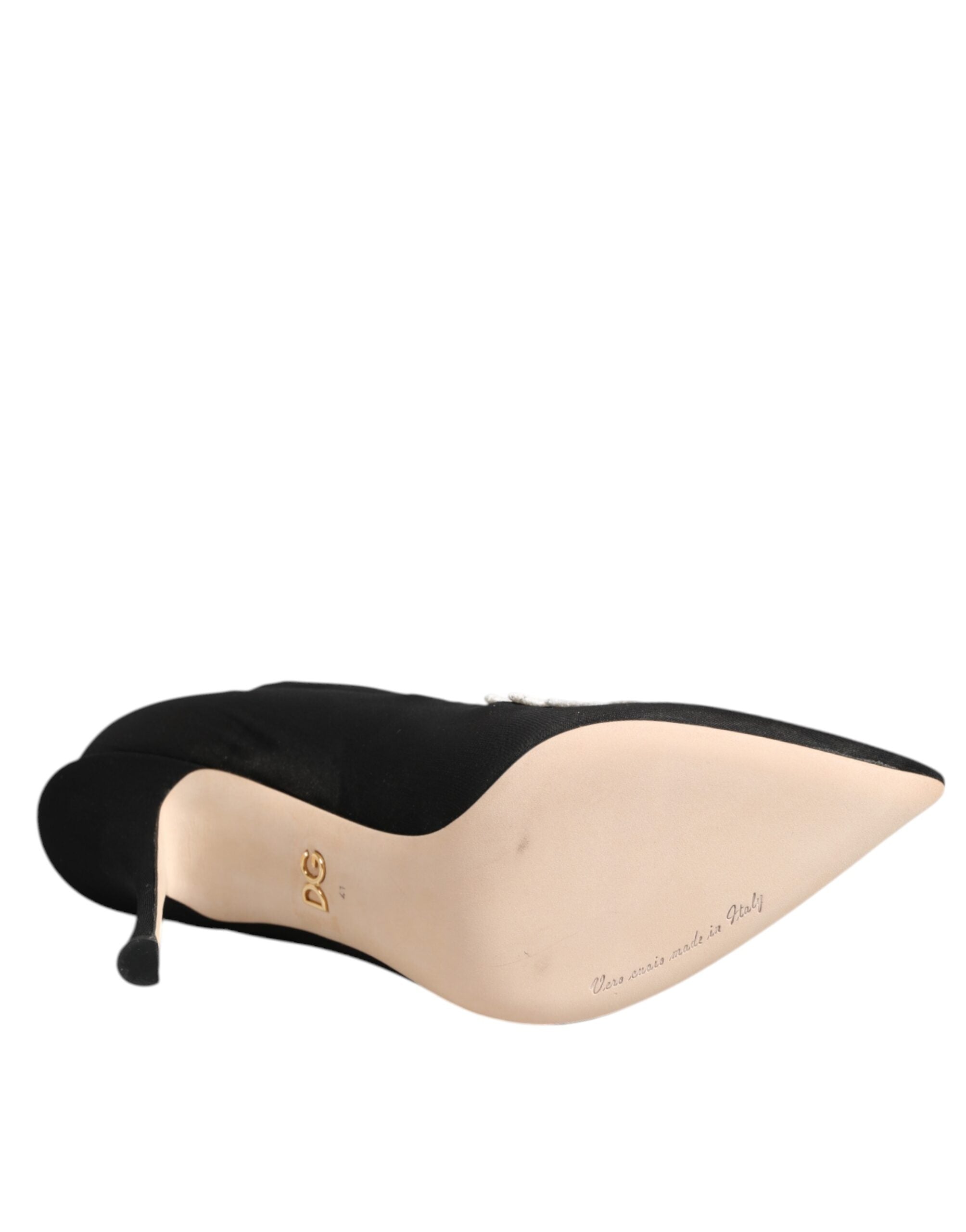 Dolce & Gabbana Zwart-witte geborduurde jersey stiletto laarzen schoenen