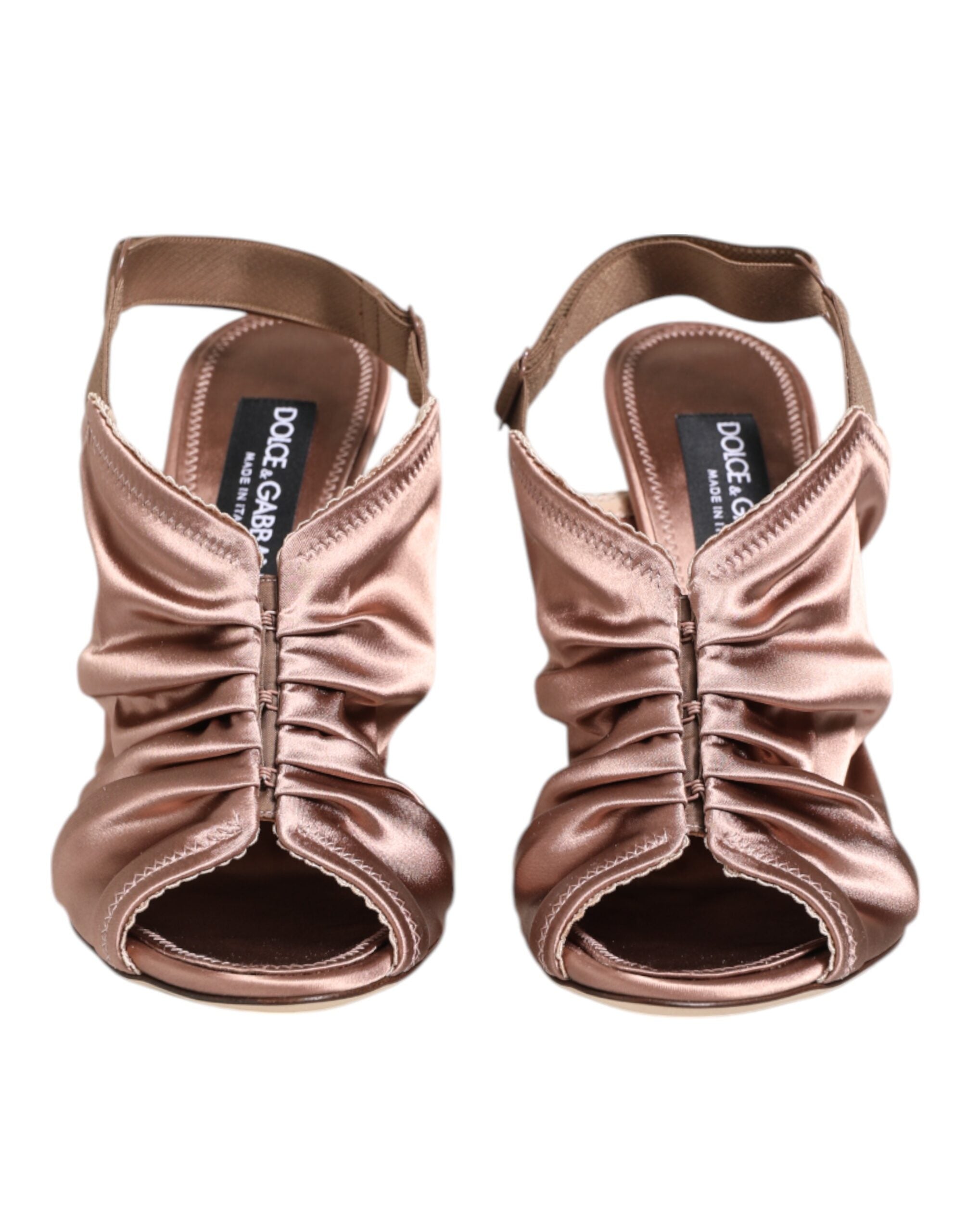 Dolce & Gabbana Bronzen Satijnen Geplooide Slingback Sandalen Schoenen