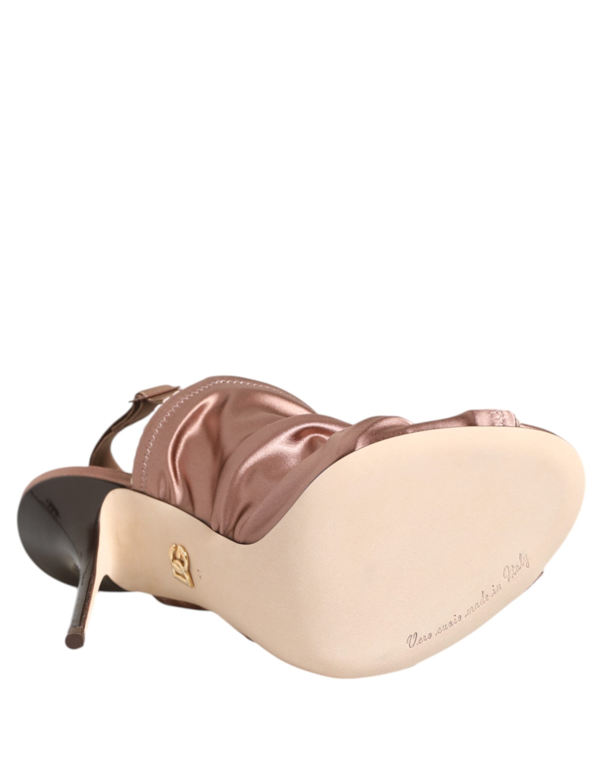 Dolce & Gabbana Bronzen Satijnen Geplooide Slingback Sandalen Schoenen