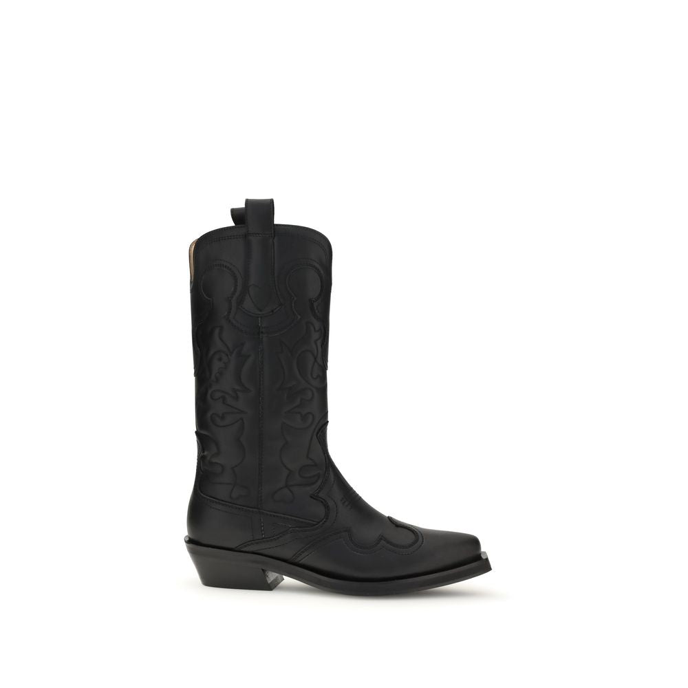 Ganni Zwarte Recycled Leather Veterlaarzen