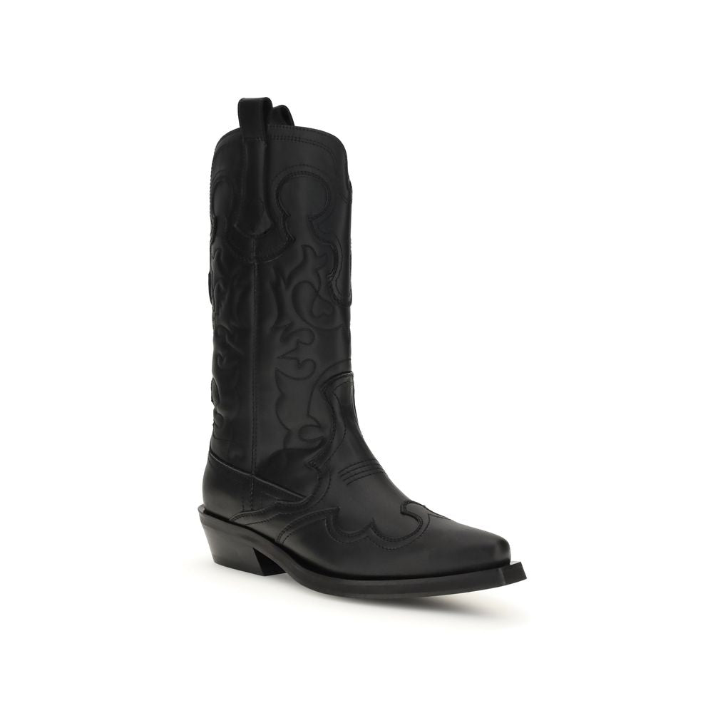 Ganni Zwarte Recycled Leather Veterlaarzen