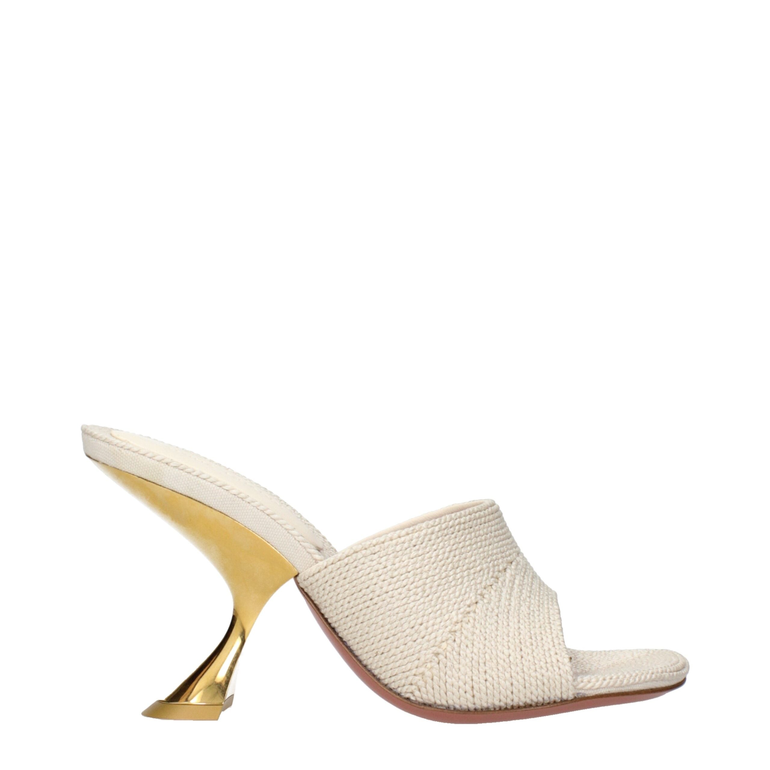 Amina Muaddi Beige Stoffen Slippers