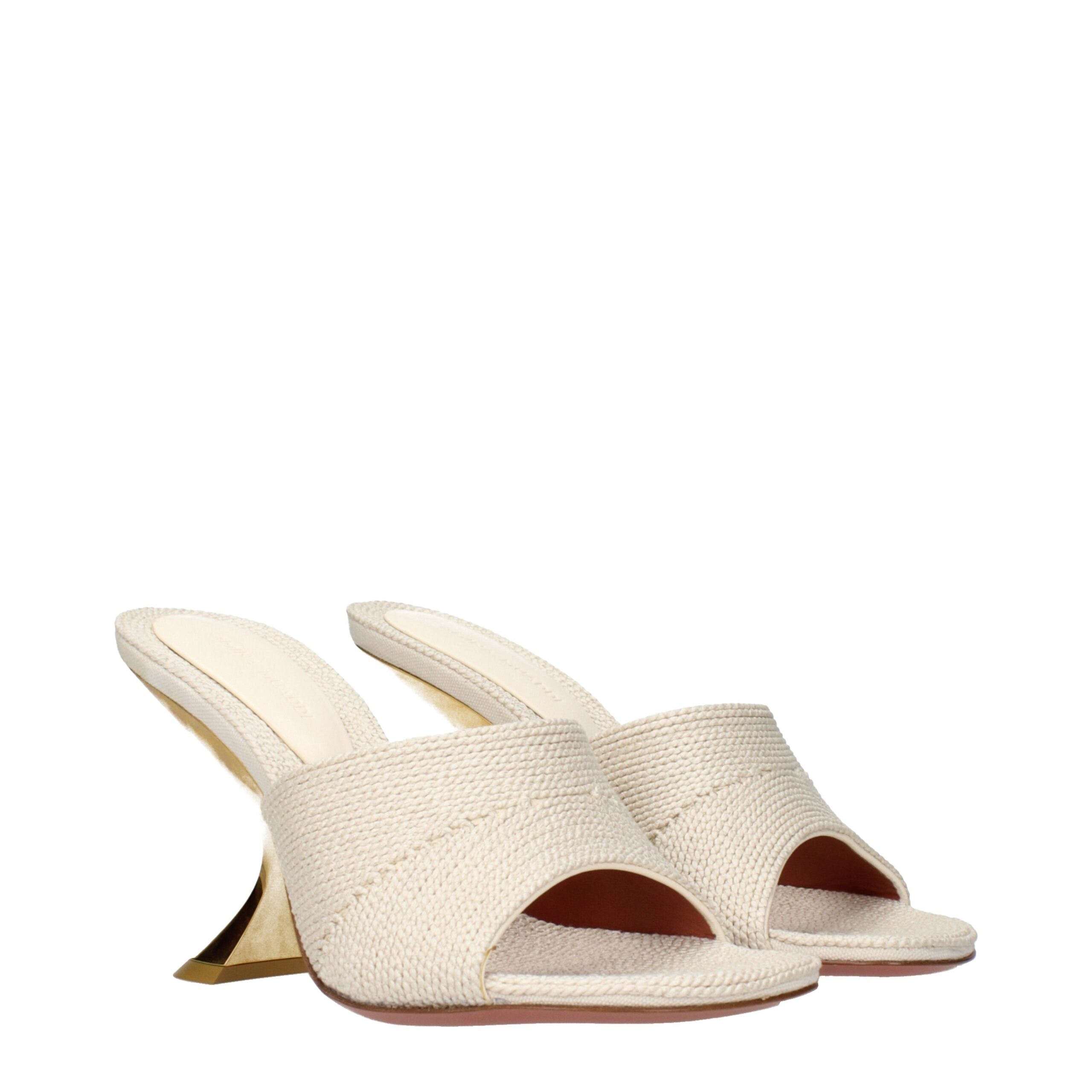 Amina Muaddi Beige Stoffen Slippers