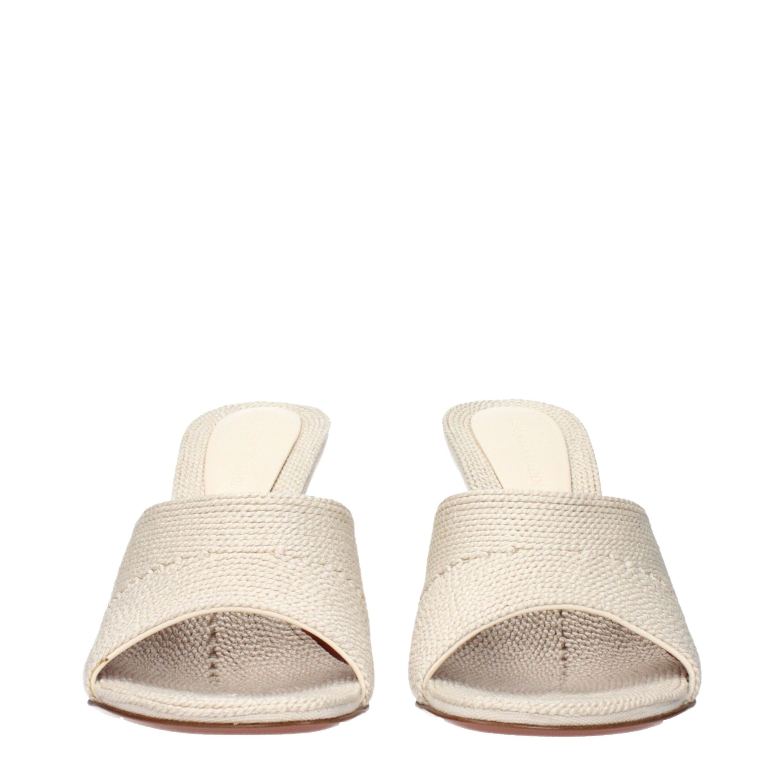 Amina Muaddi Beige Stoffen Slippers