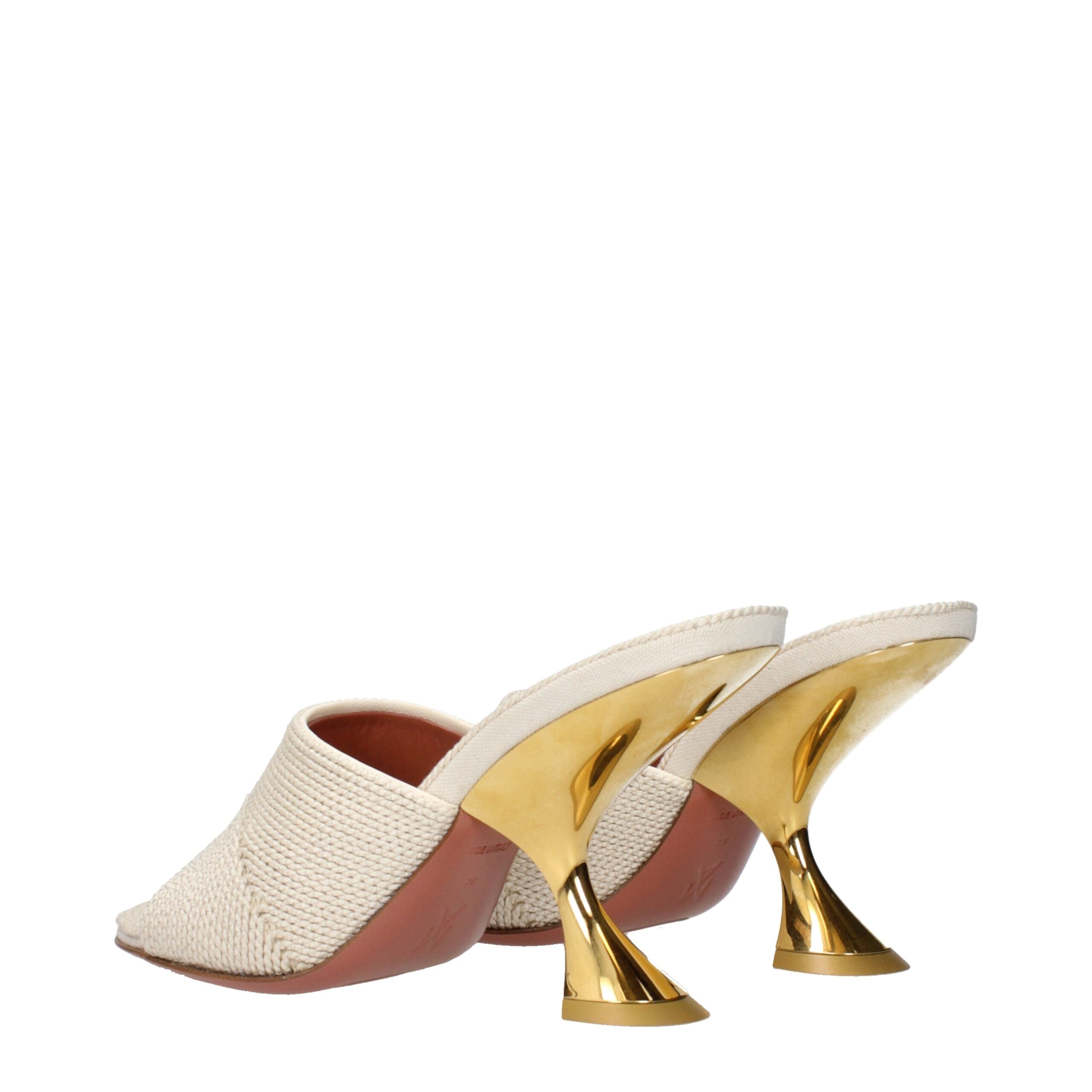 Amina Muaddi Beige Stoffen Slippers