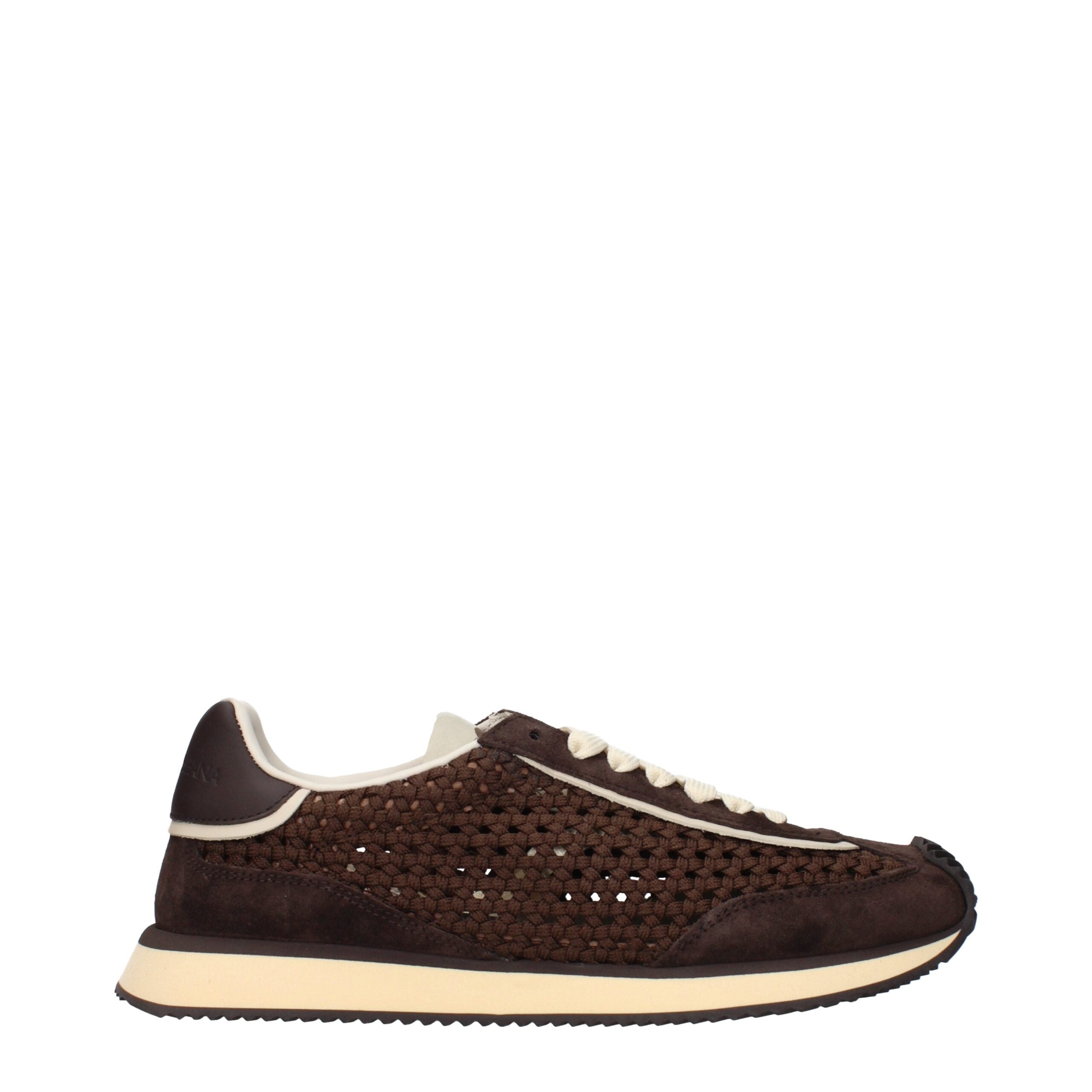 Dolce & Gabbana Bruine stoffen lage sneakers