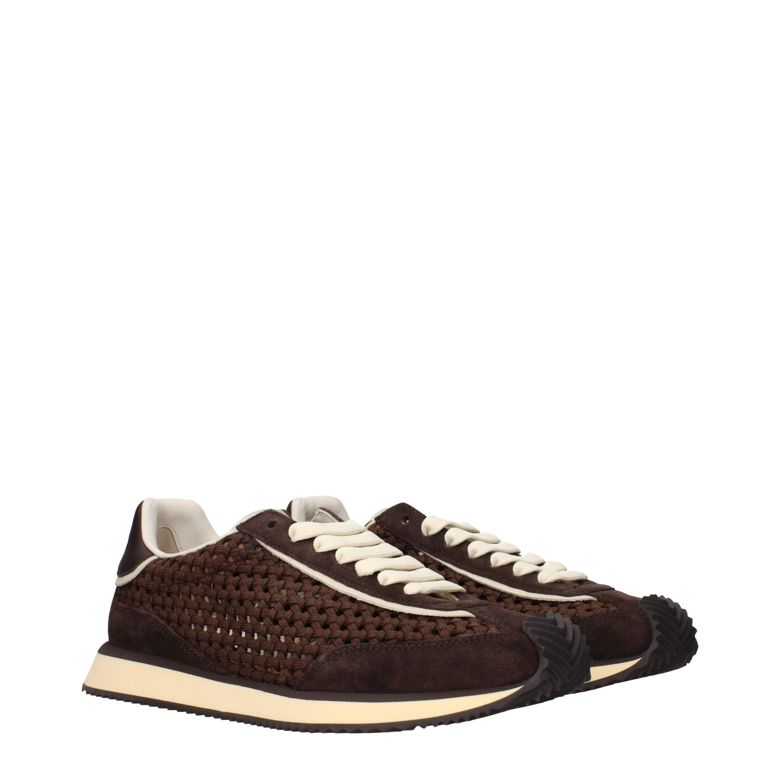 Dolce & Gabbana Bruine stoffen lage sneakers