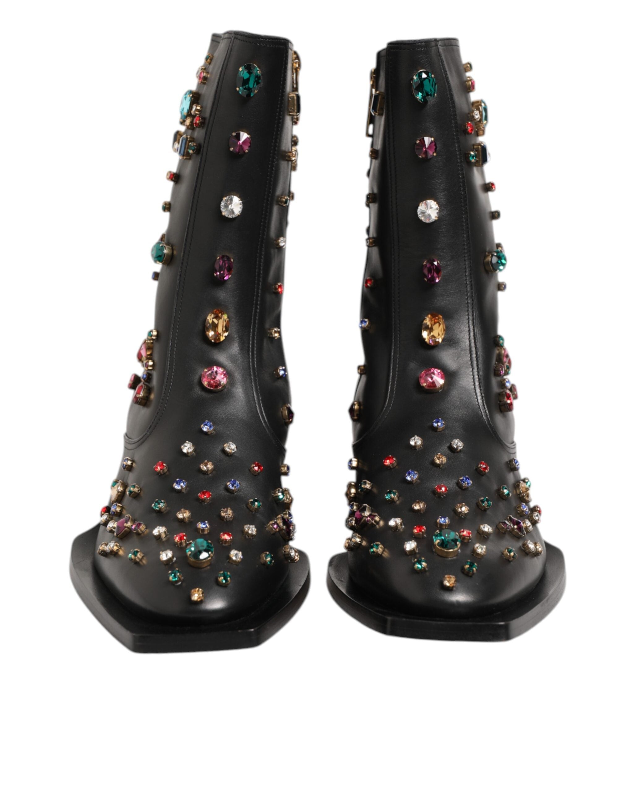 Dolce & Gabbana Zwarte Kristallen Heren Enkellaarsjes Schoenen