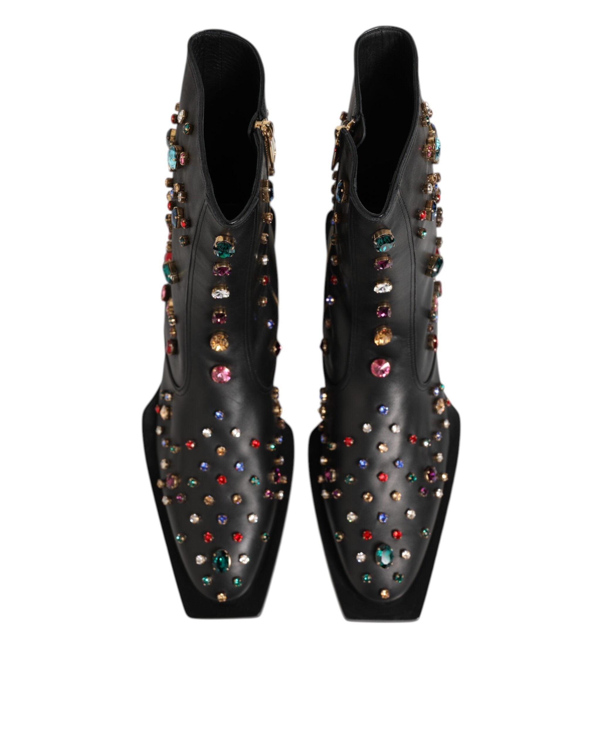 Dolce & Gabbana Zwarte Kristallen Heren Enkellaarsjes Schoenen