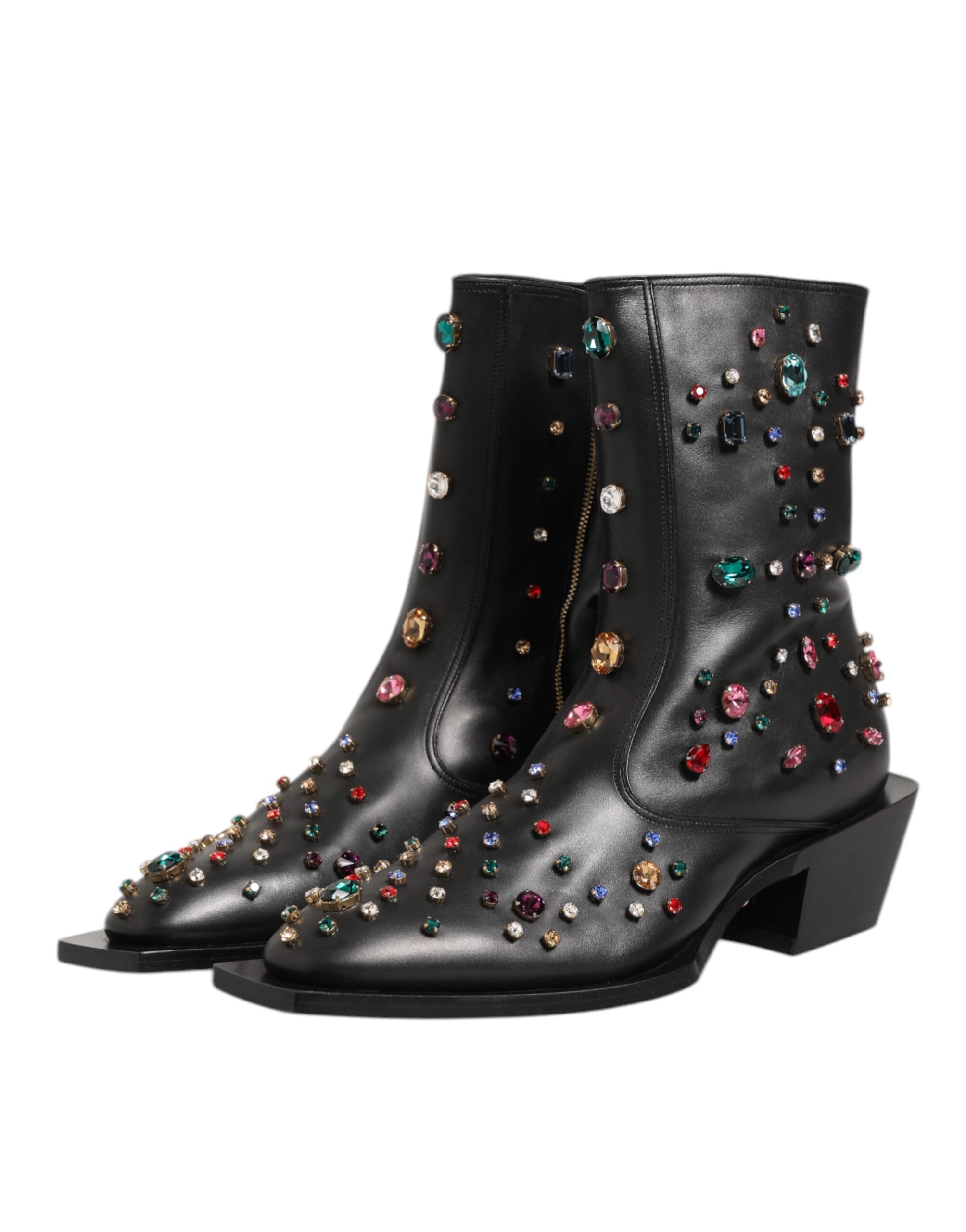 Dolce & Gabbana Zwarte Kristallen Heren Enkellaarsjes Schoenen