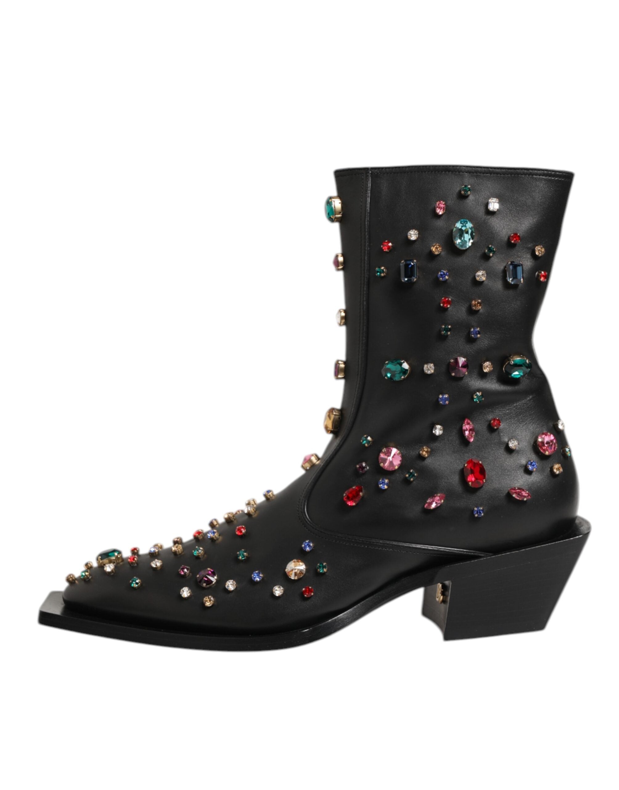 Dolce & Gabbana Zwarte Kristallen Heren Enkellaarsjes Schoenen