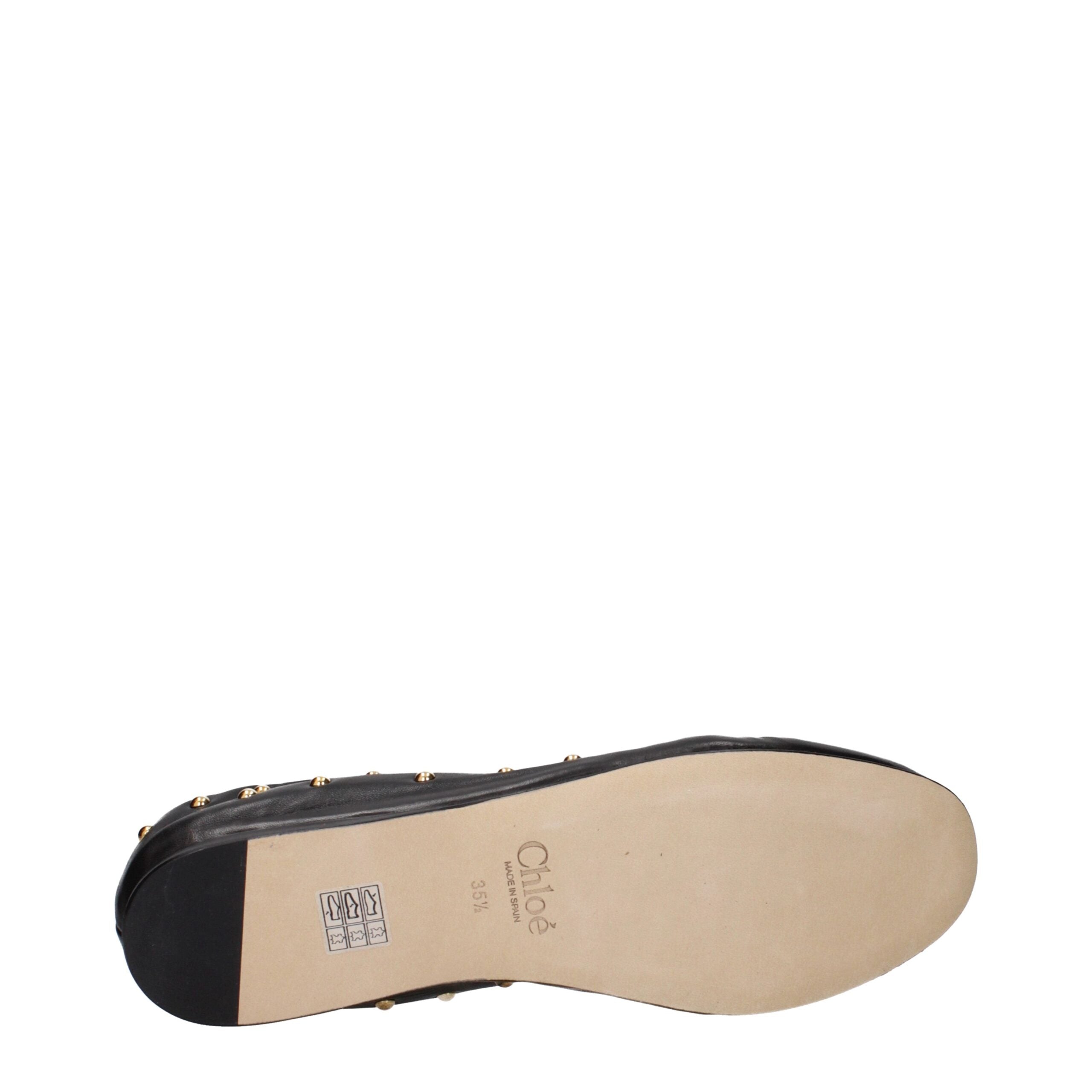 Chloe Black Leather Ballet Flats