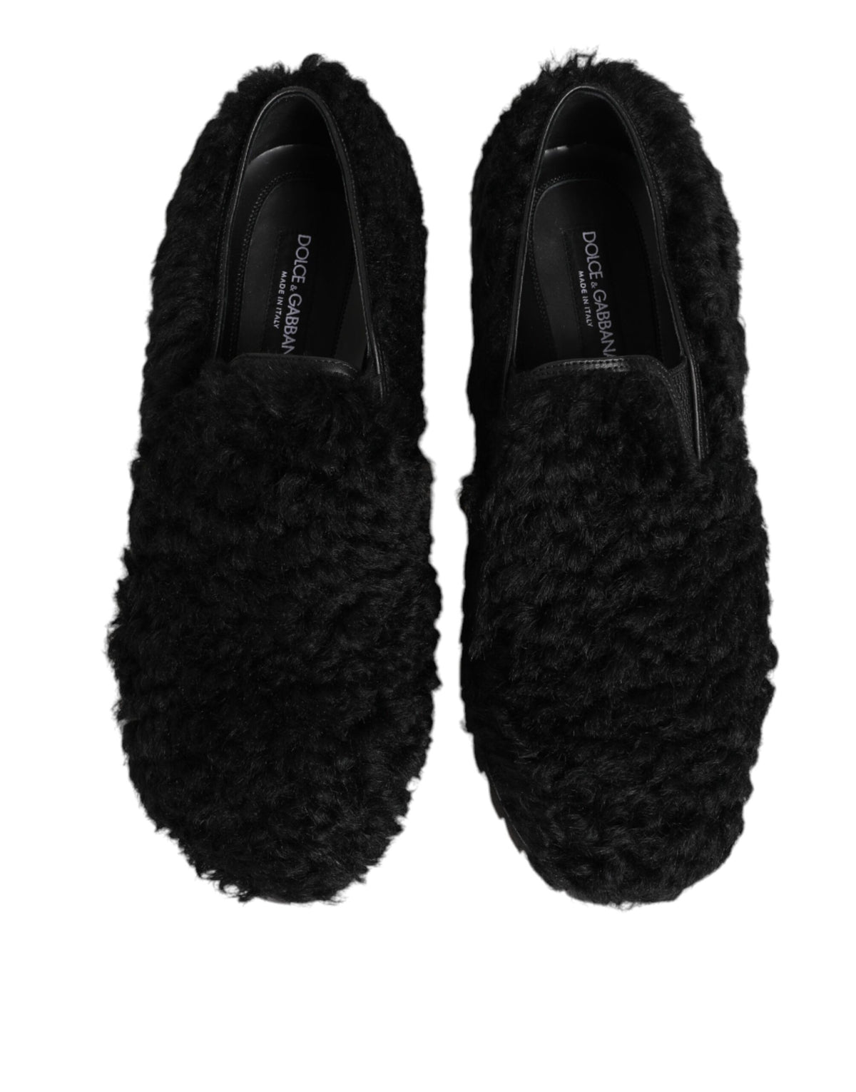 Dolce & Gabbana Jurk Zwart Bont Lederen Pantoffels Herenschoenen