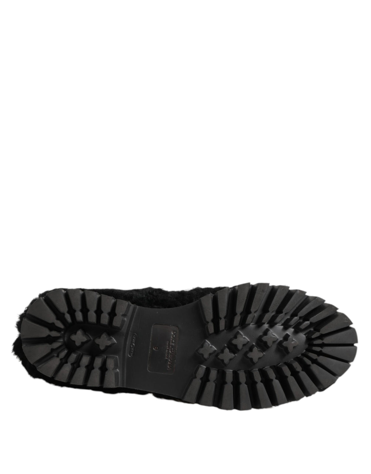 Dolce & Gabbana Jurk Zwart Bont Lederen Pantoffels Herenschoenen
