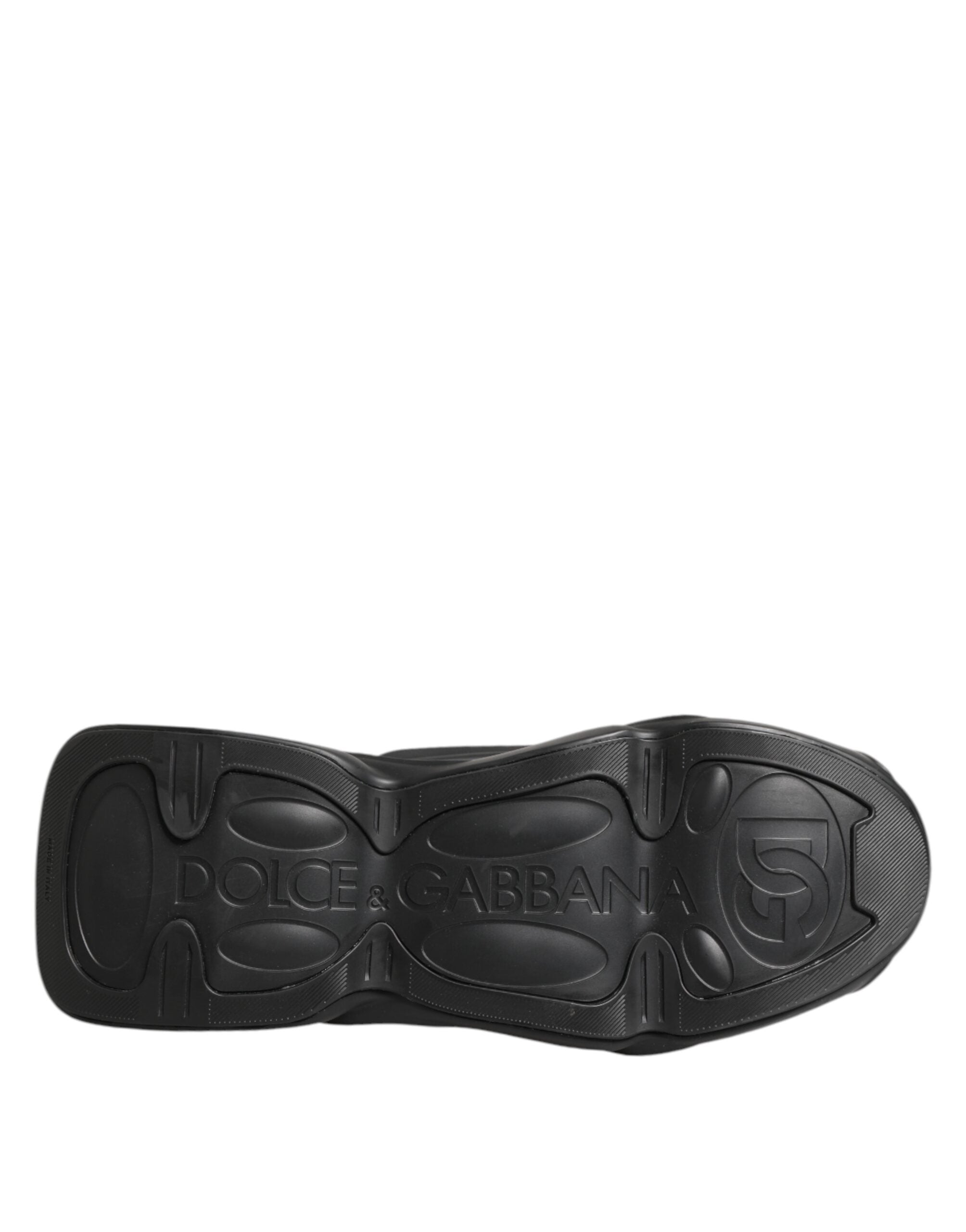 Dolce & Gabbana Zwarte Veterschoenen met Golfmotief Lage Herensneakers