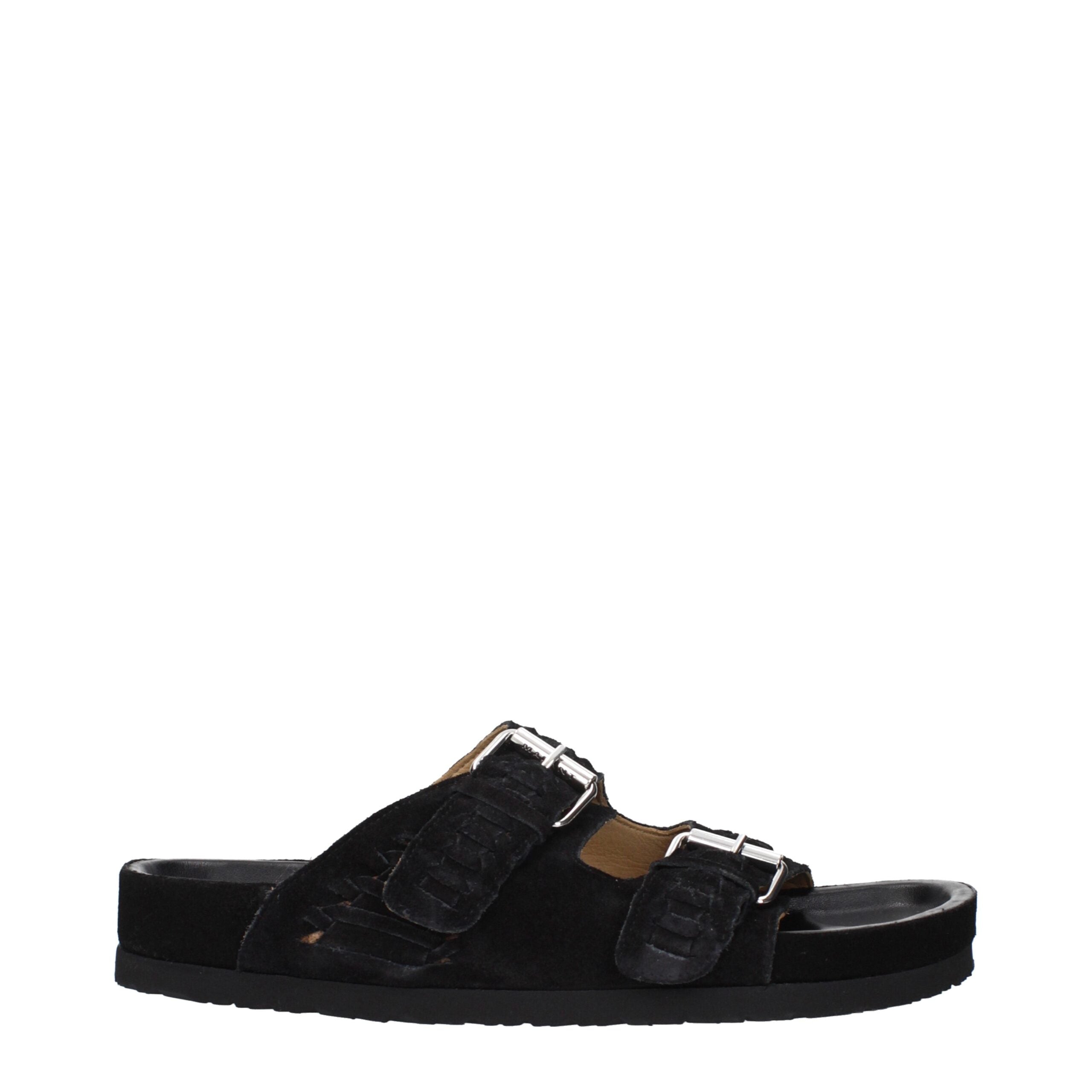 Isabel Marant Zwarte Leren Slippers