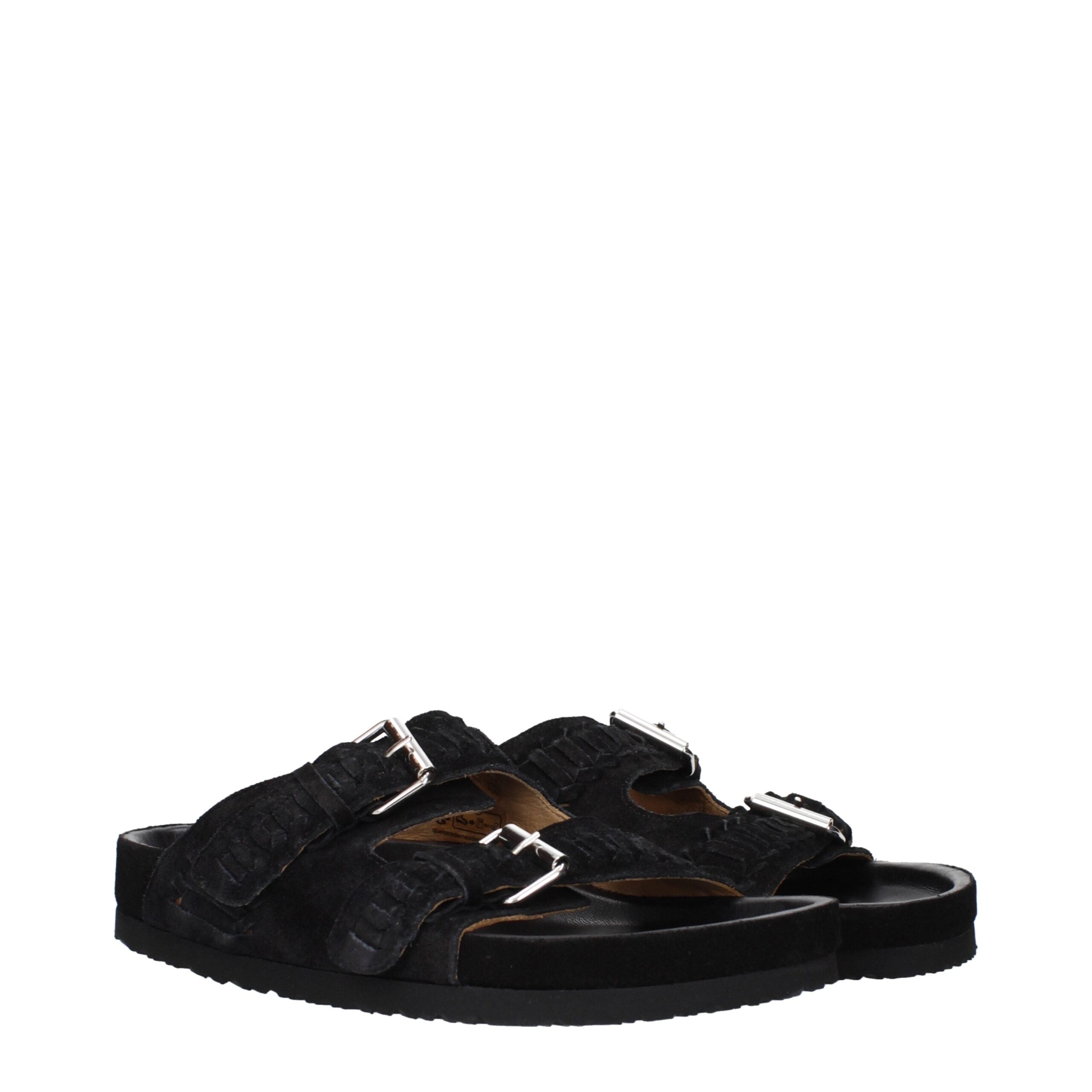 Isabel Marant Zwarte Leren Slippers
