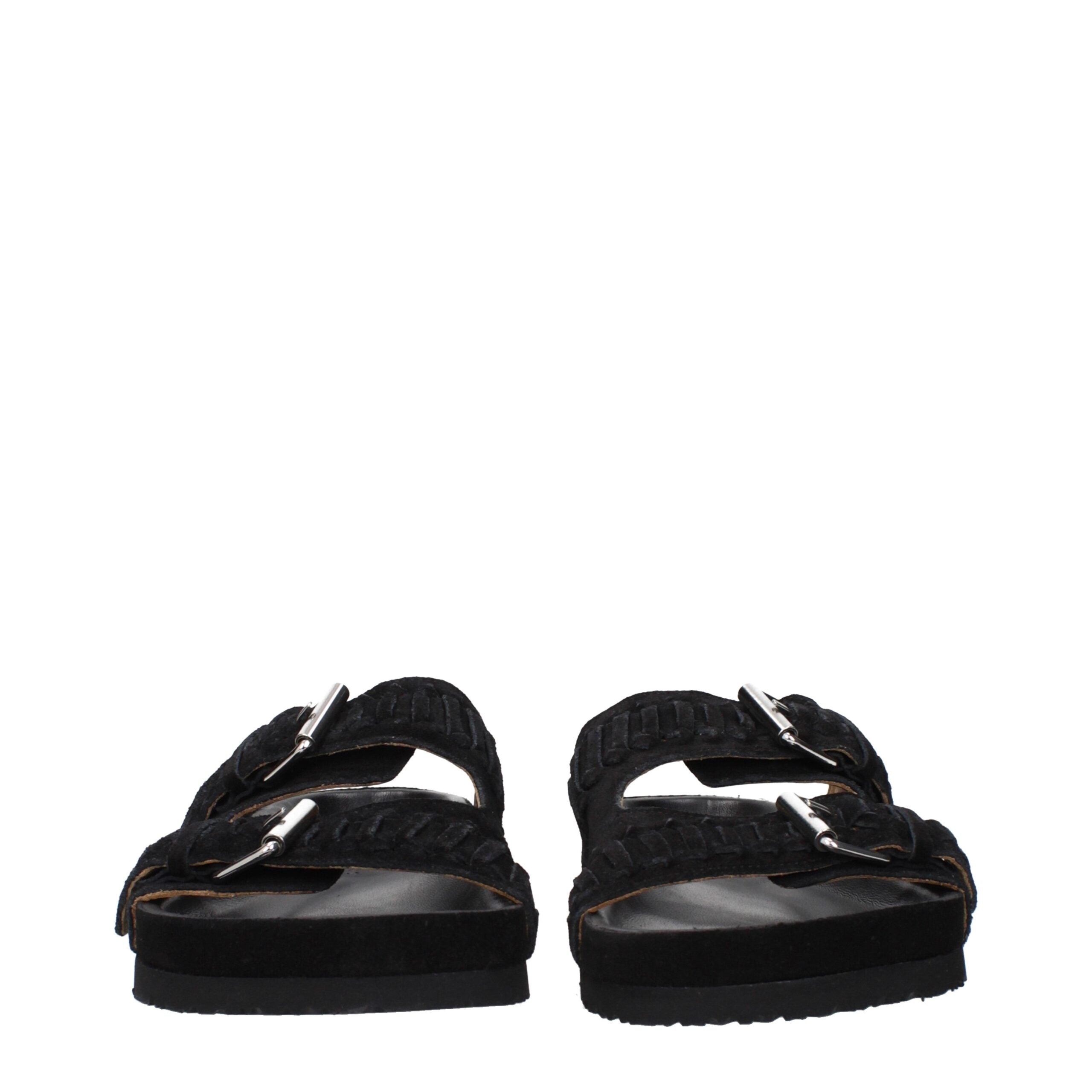 Isabel Marant Zwarte Leren Slippers
