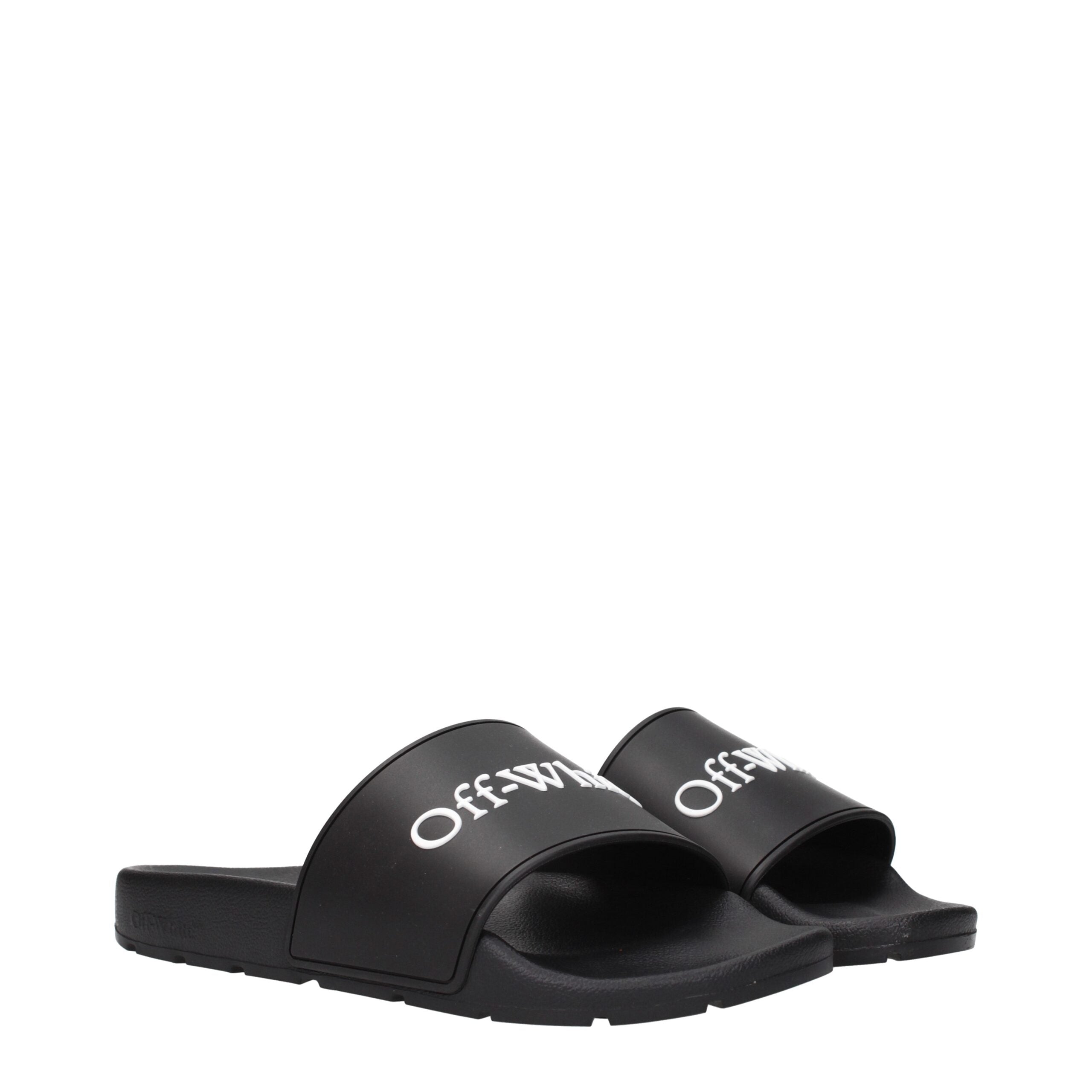 Off-White Zwarte Katoenen Pantoffels