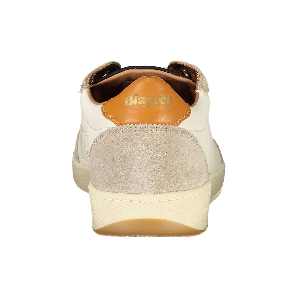 Blauer White Leather Men's Sneaker