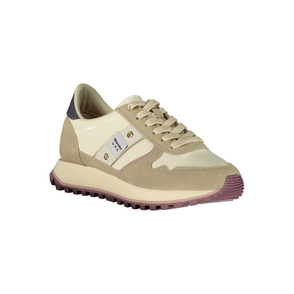 Blue Beige Polyester Women Sneaker