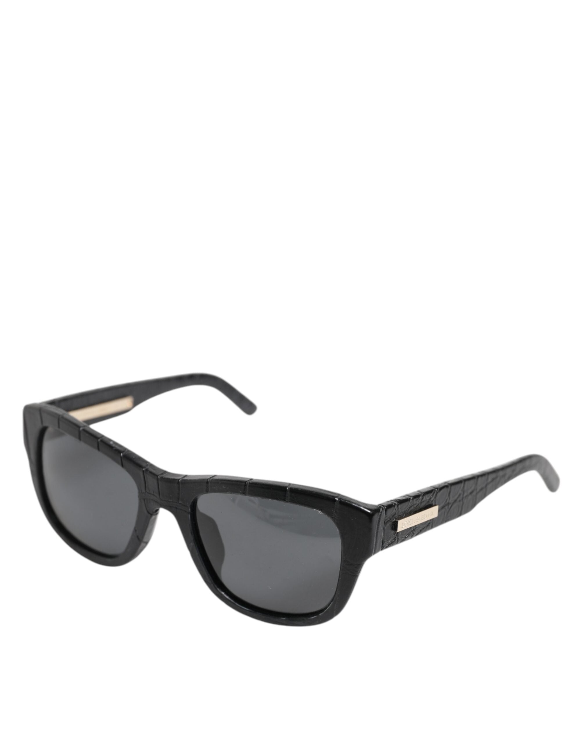 Dolce & Gabbana DG4177 Zwart Leren Montuur Getinte Glazen Zonnebril