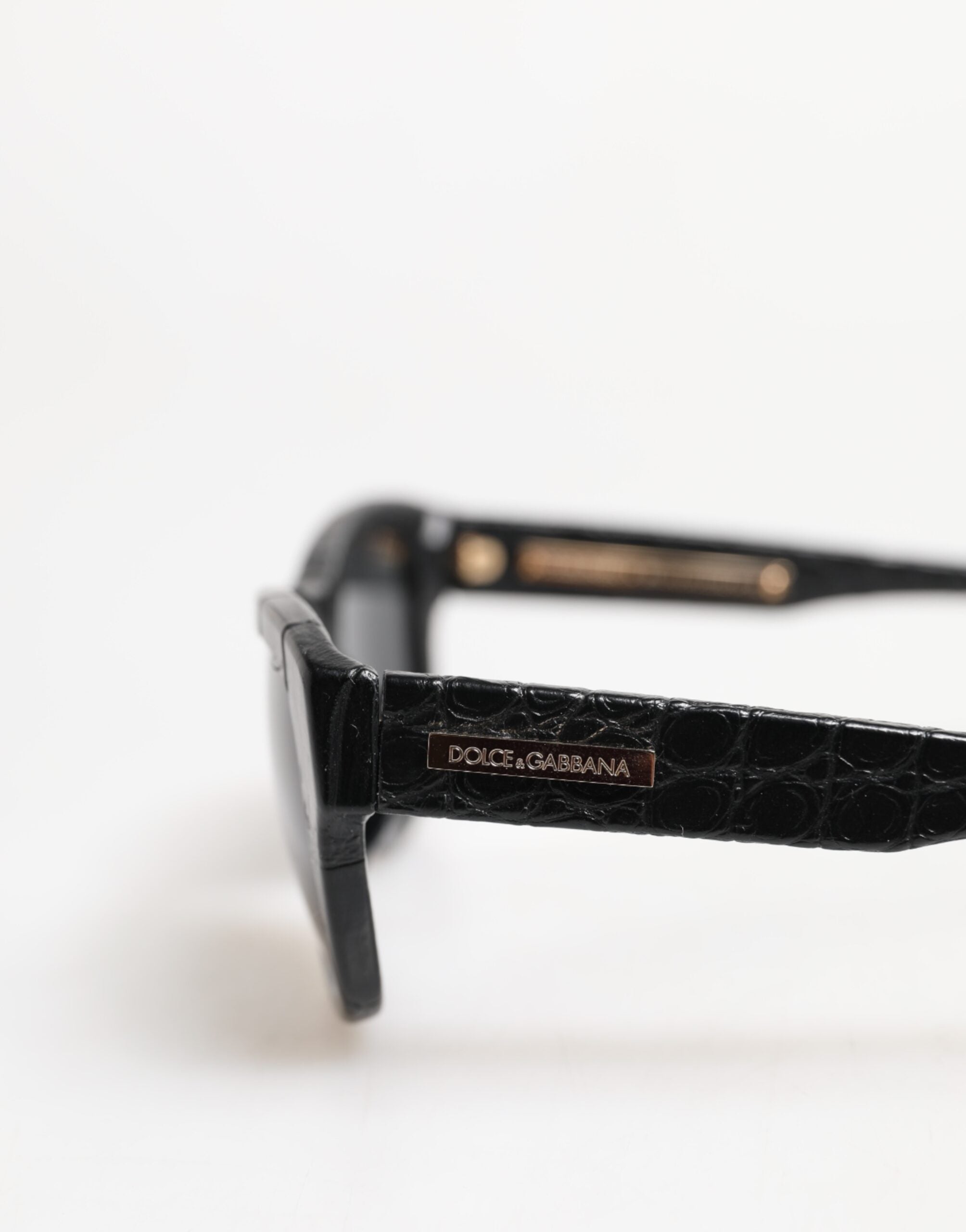 Dolce & Gabbana DG4177 Zwart Leren Montuur Getinte Glazen Zonnebril