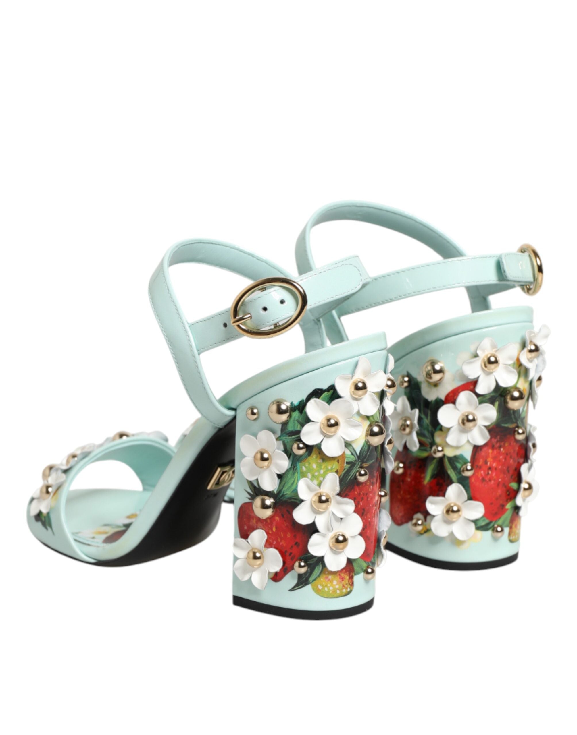 Dolce & Gabbana Mintgroene bloemen hakken sandalen schoenen