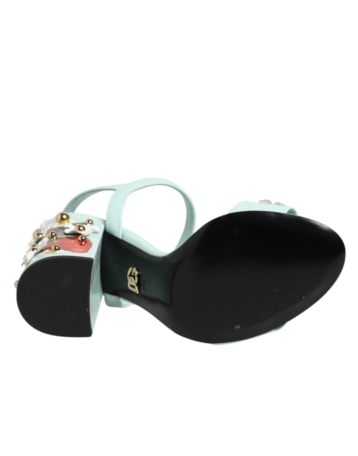 Dolce & Gabbana Mintgroene bloemen hakken sandalen schoenen